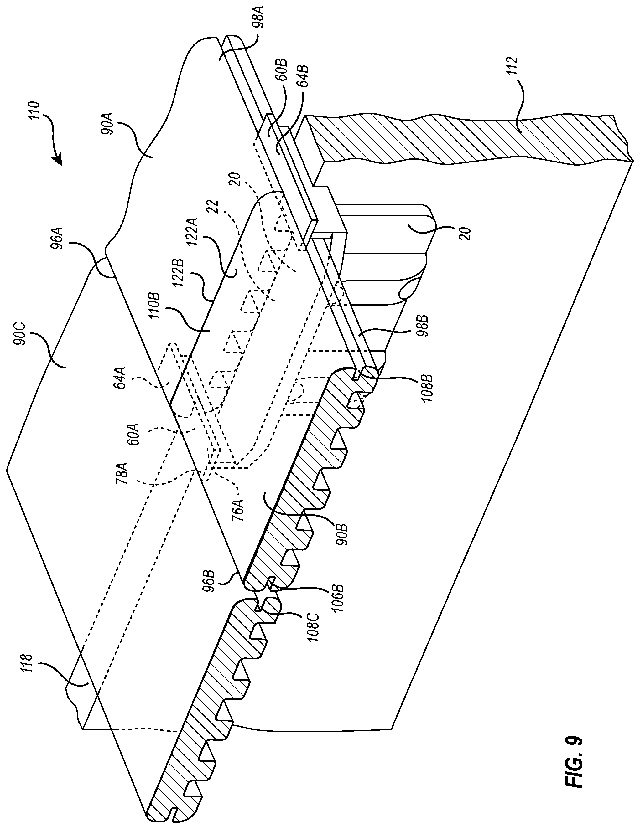 Patent US12460423 Figure 7 – Bracket for interconnecting the terminal end of deck boards and related methods