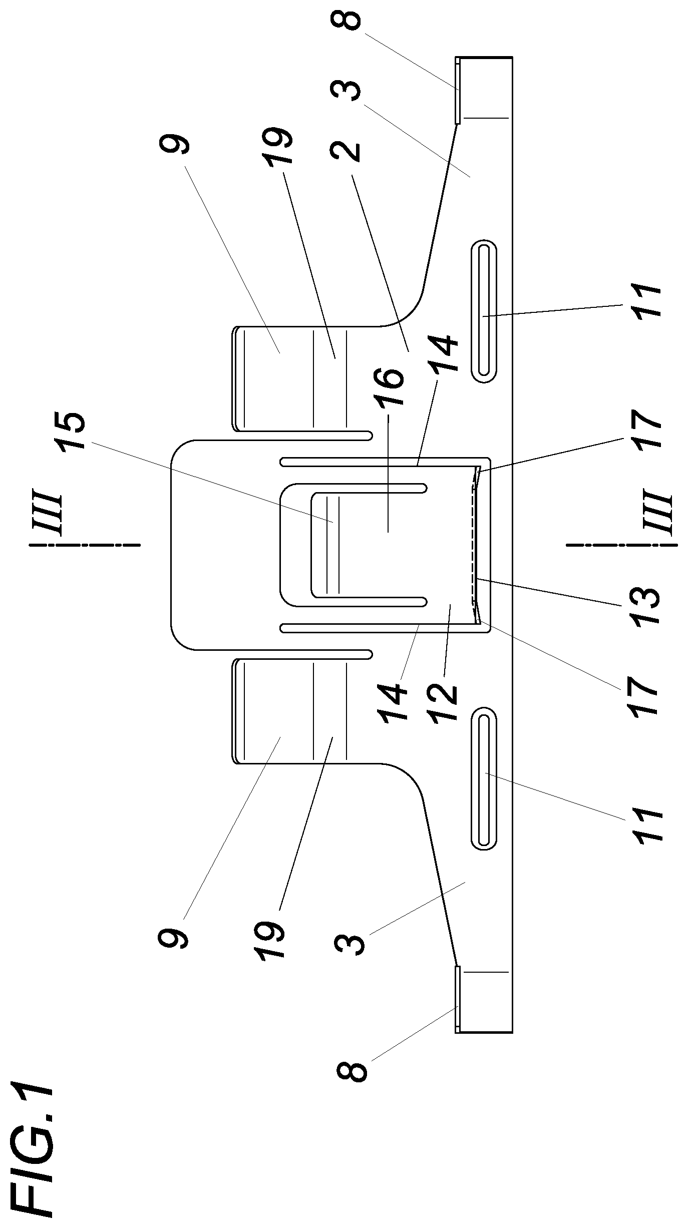 Patent US12460428 Figure 1 – Device for fastening a finishing strip