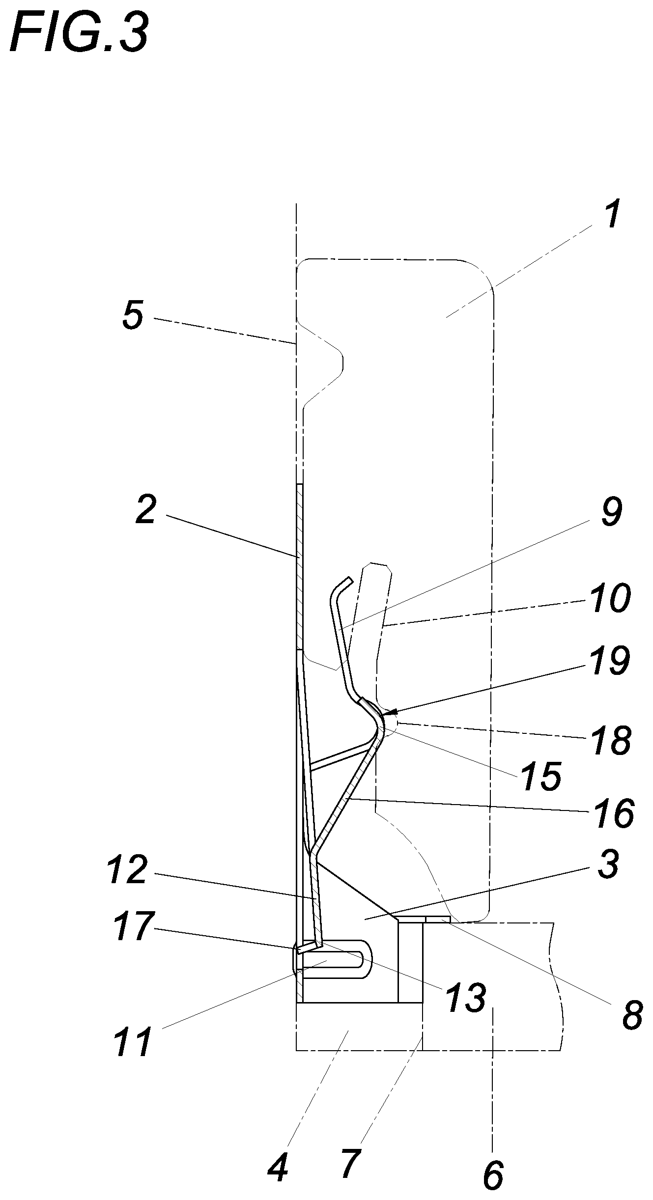 Patent US12460428 Figure 3 – Device for fastening a finishing strip