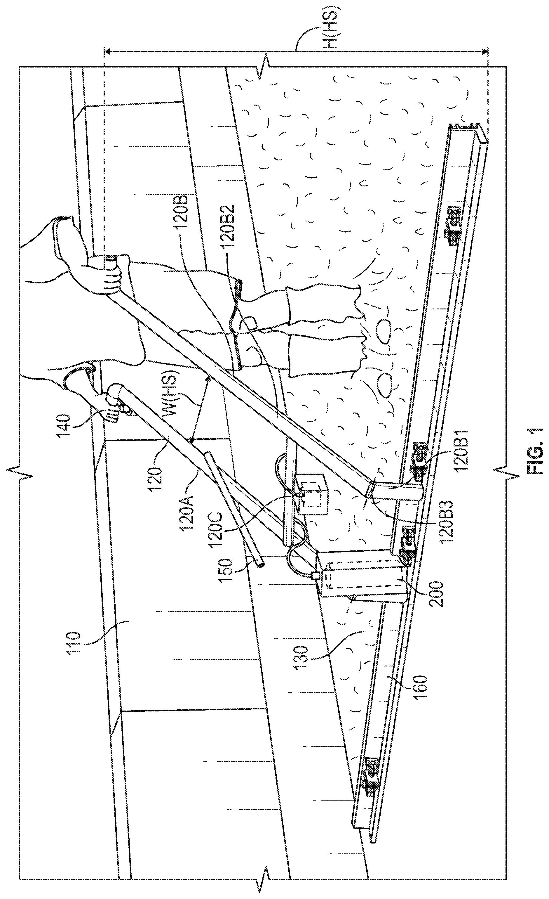 Patent US12460431 Figure 1 – Concrete screed device with oscillating screed bar
