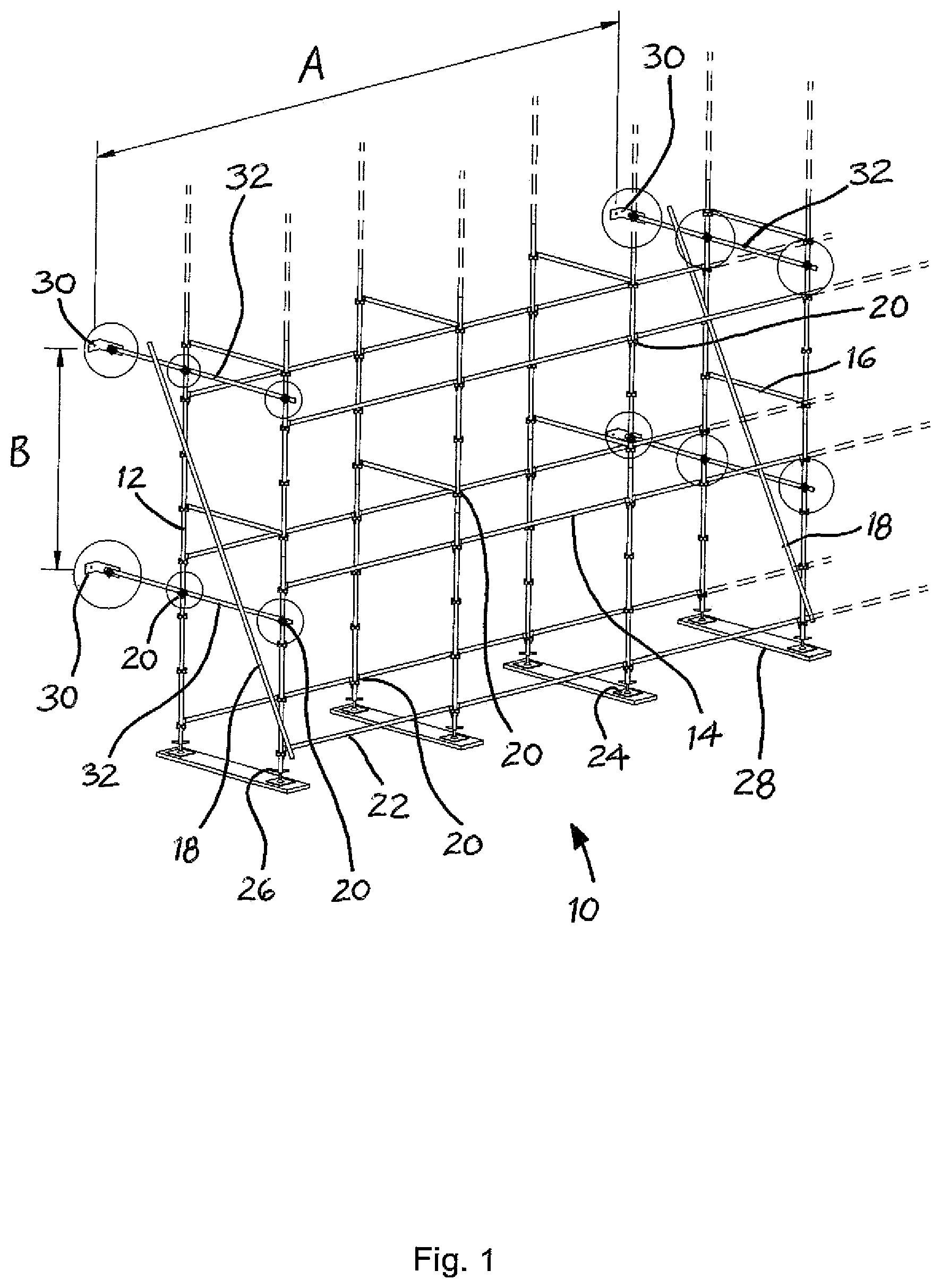 Patent US12460433 — Scaffold safety device and monitoring system — Figure 1