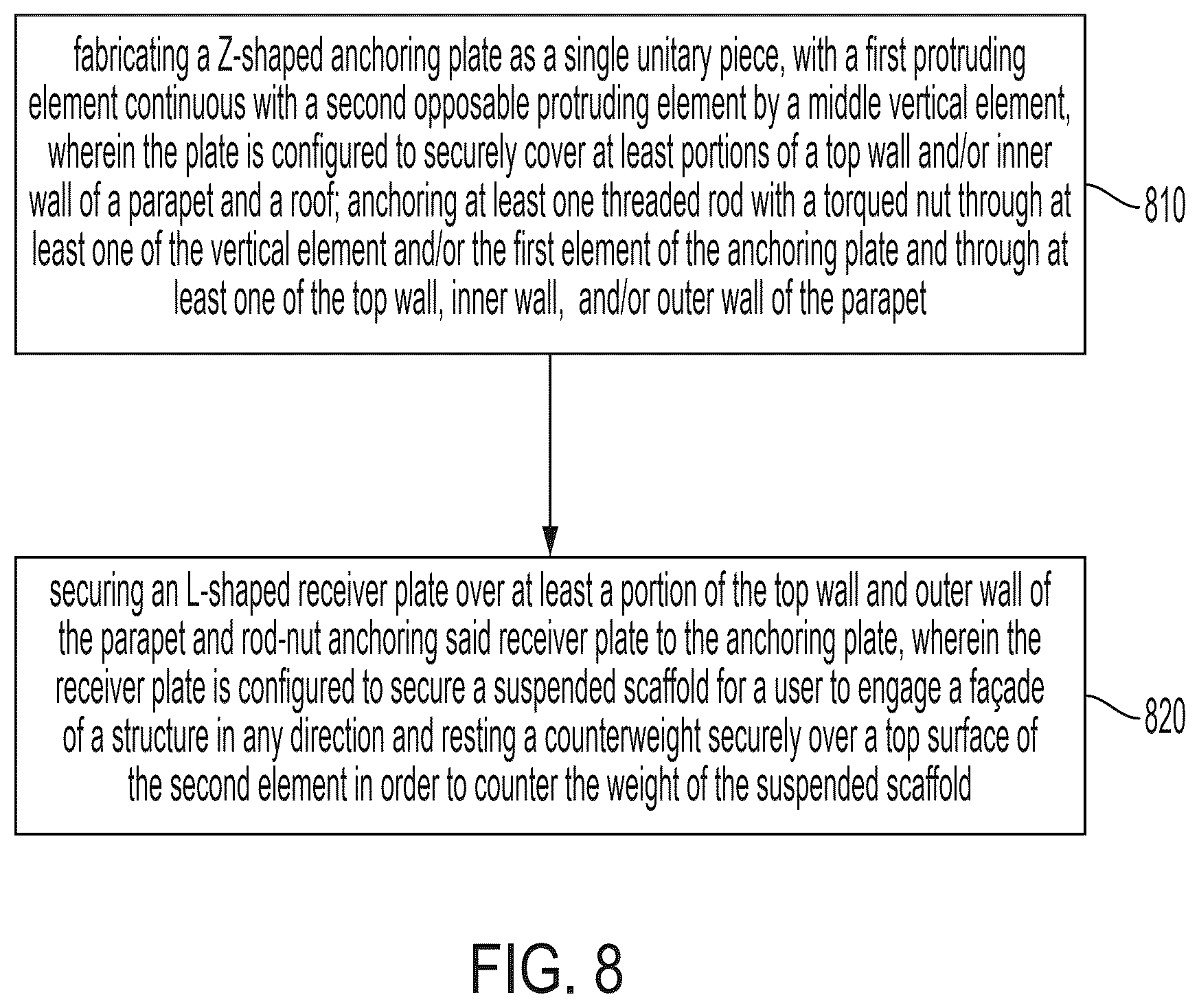 Patent US12460434 Figure 8 – Apparatus for quick-deploy scaffolding
