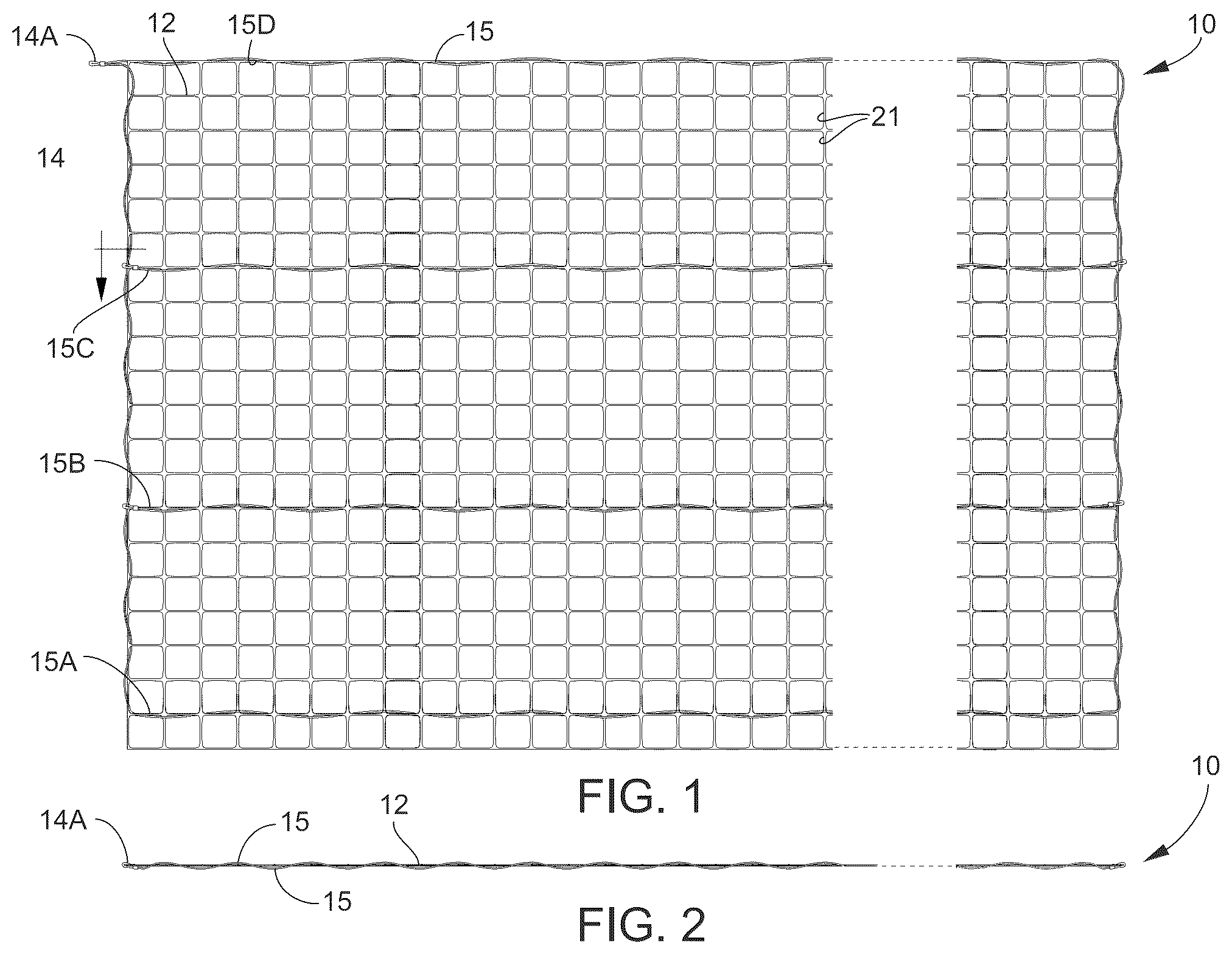 Patent US12460440 — Hybrid fence assembly with integrated polymer mesh structure and conducting fence wire — Figure 1