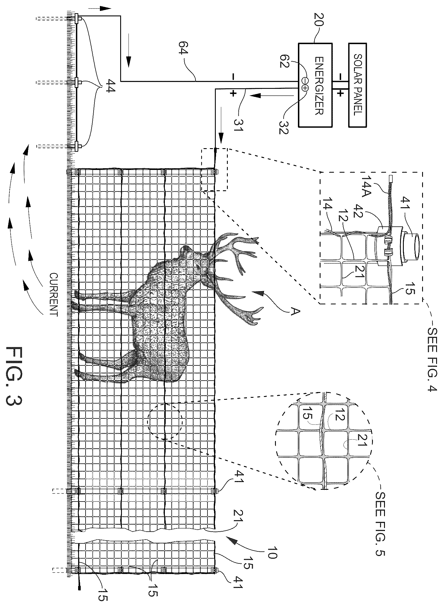 Patent US12460440 Figure 2 – Hybrid fence assembly with integrated polymer mesh structure and conducting fence wire