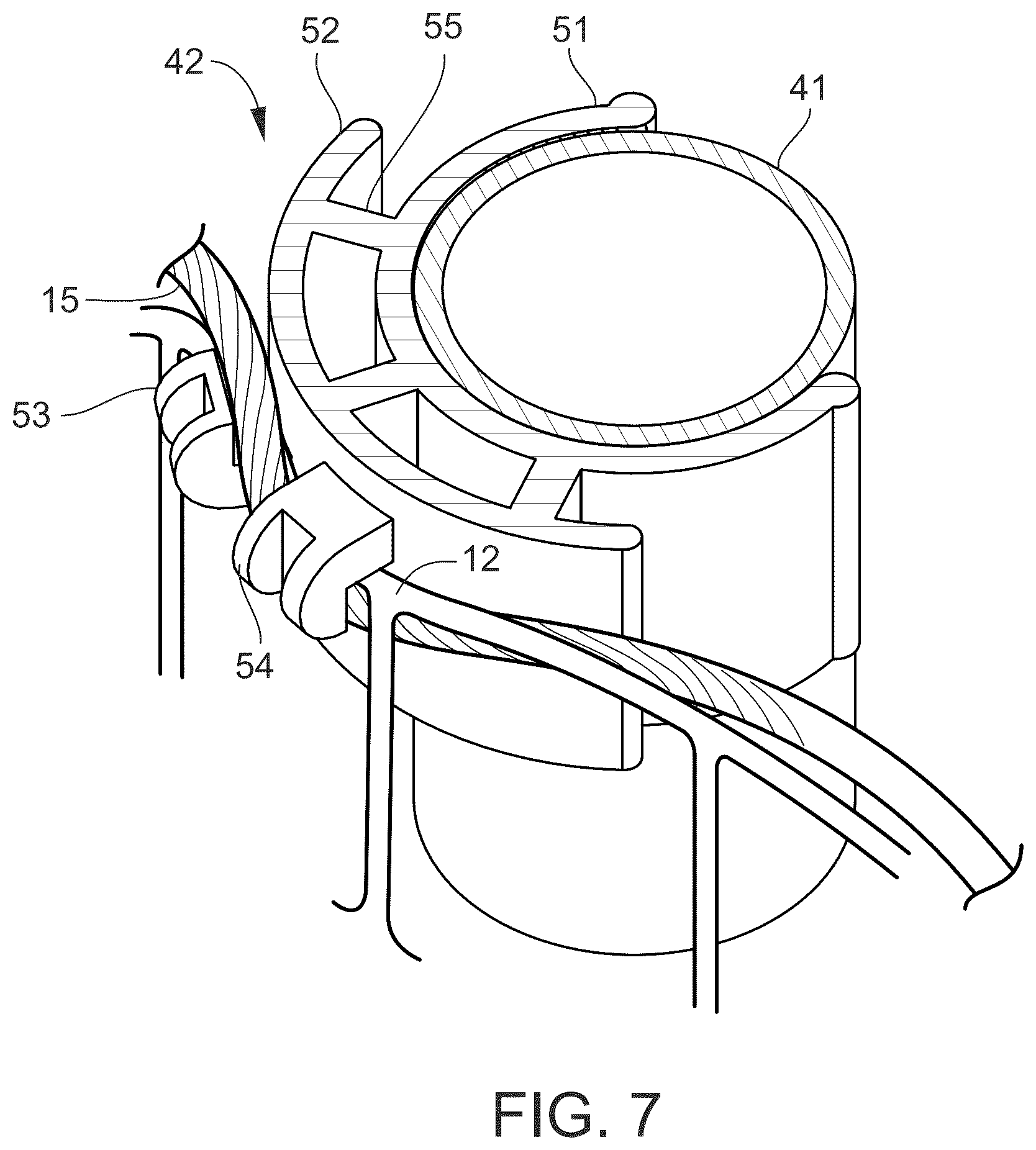 Patent US12460440 Figure 6 – Hybrid fence assembly with integrated polymer mesh structure and conducting fence wire