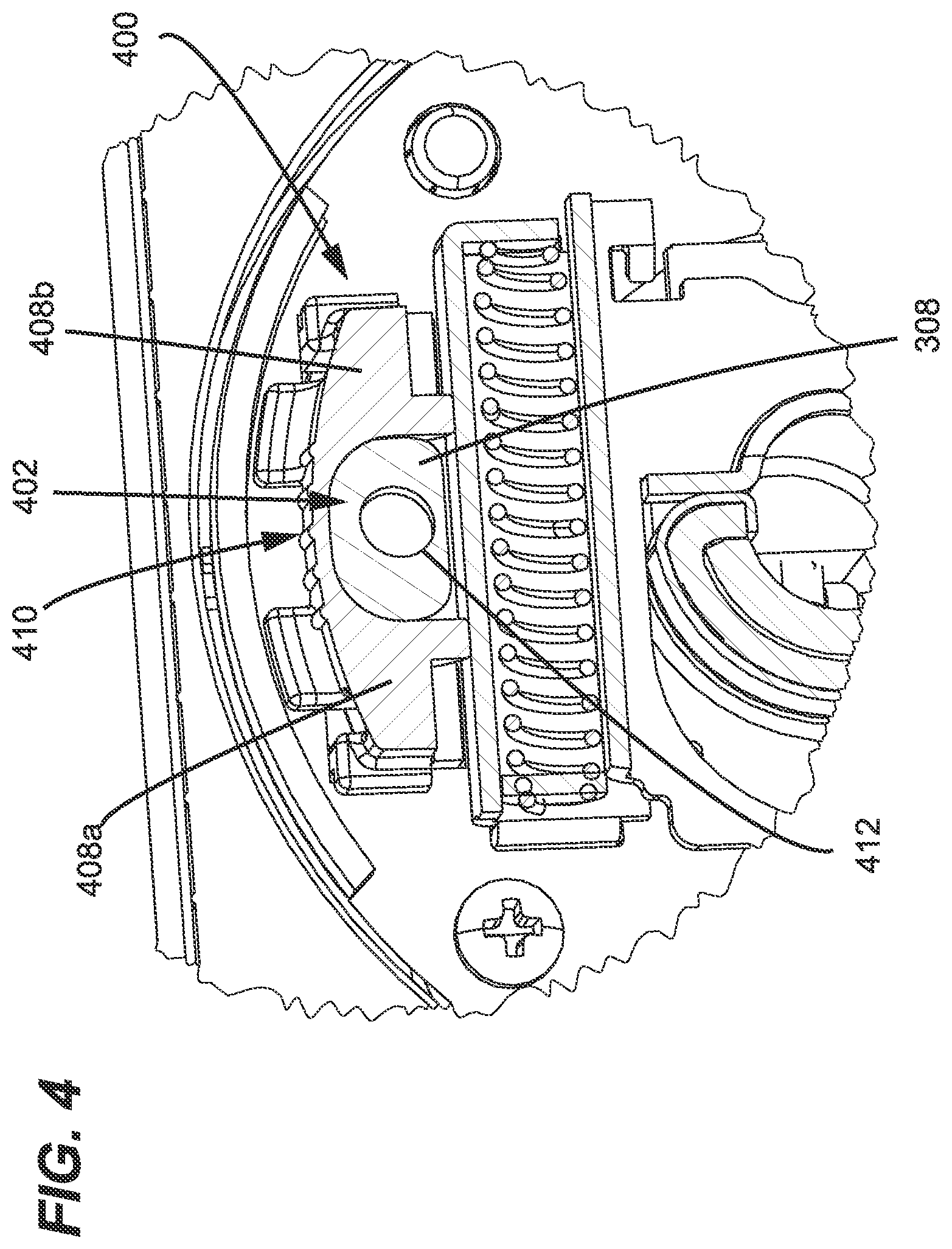 Patent US12460444 Figure 4 – Alignment guide for a door handle assembly