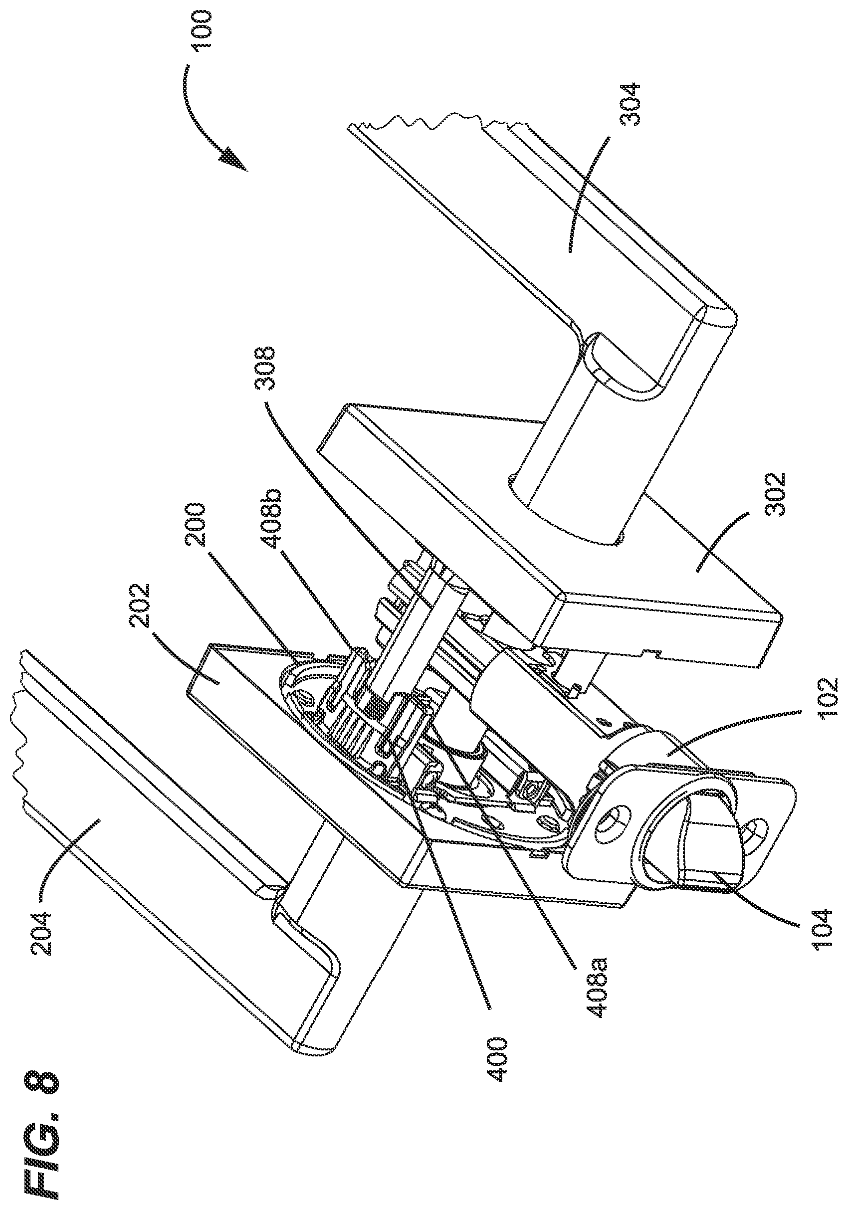 Patent US12460444 Figure 8 – Alignment guide for a door handle assembly
