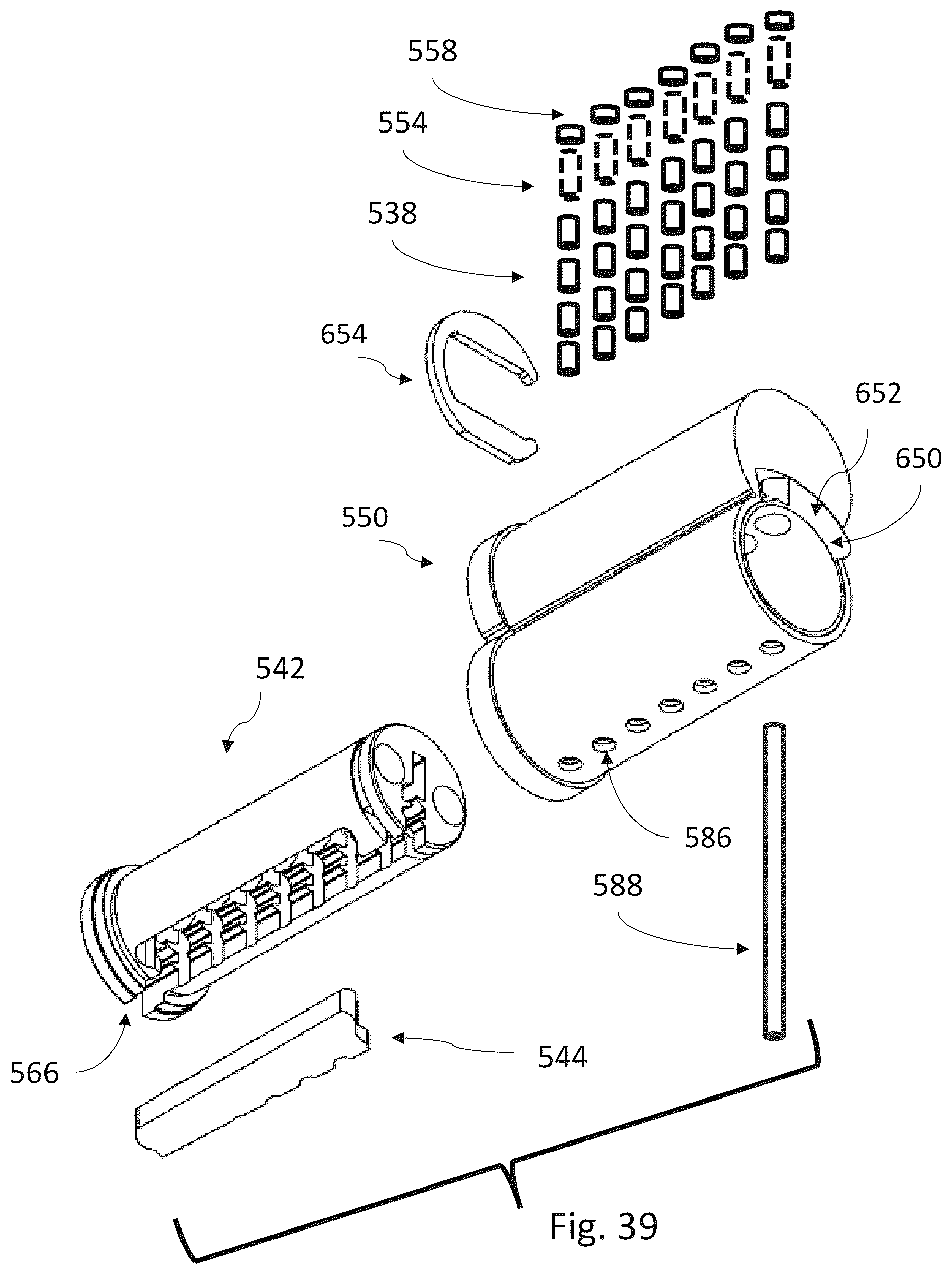 Patent US12460445 Figure 12 – Lock cores and keys