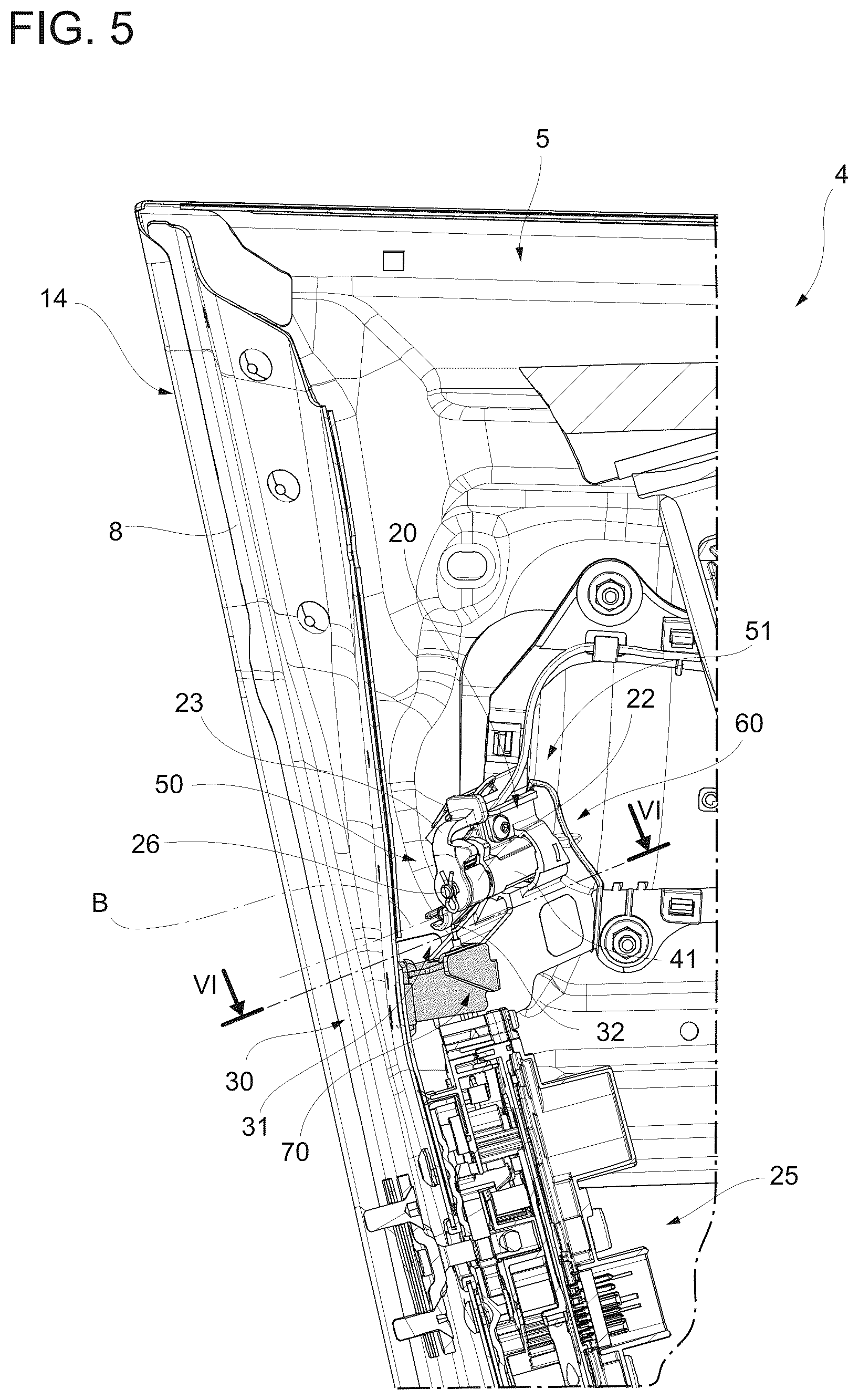 Patent US12460452 Figure 5 – Door for a motor vehicle