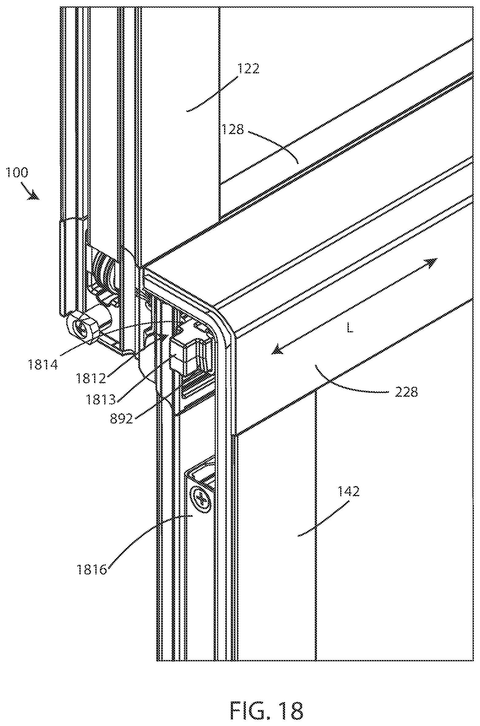Patent US12460457 Figure 14 – Sash tilt bolt and checkrail bracket systems for coastal impact resistant fenestrations