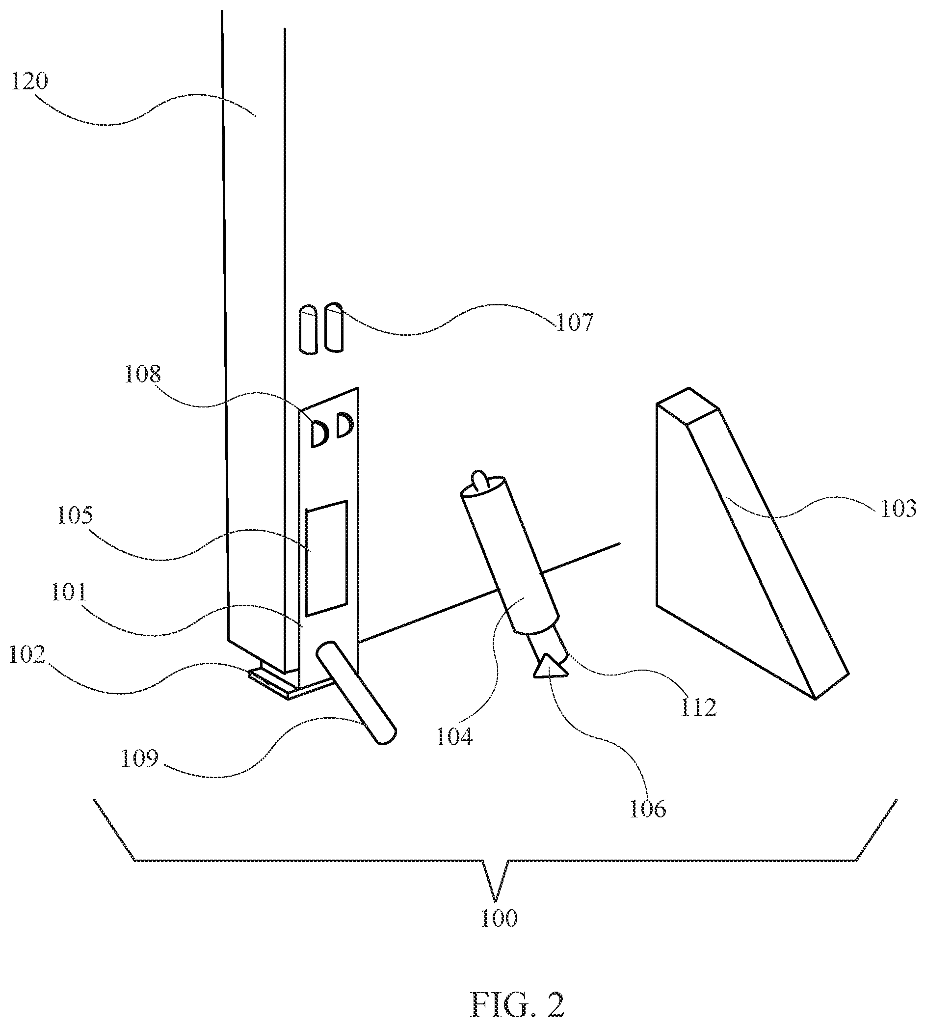 Patent US12460458 Figure 2 – Removable, non-intrusive, remotely-controlled door locking apparatus