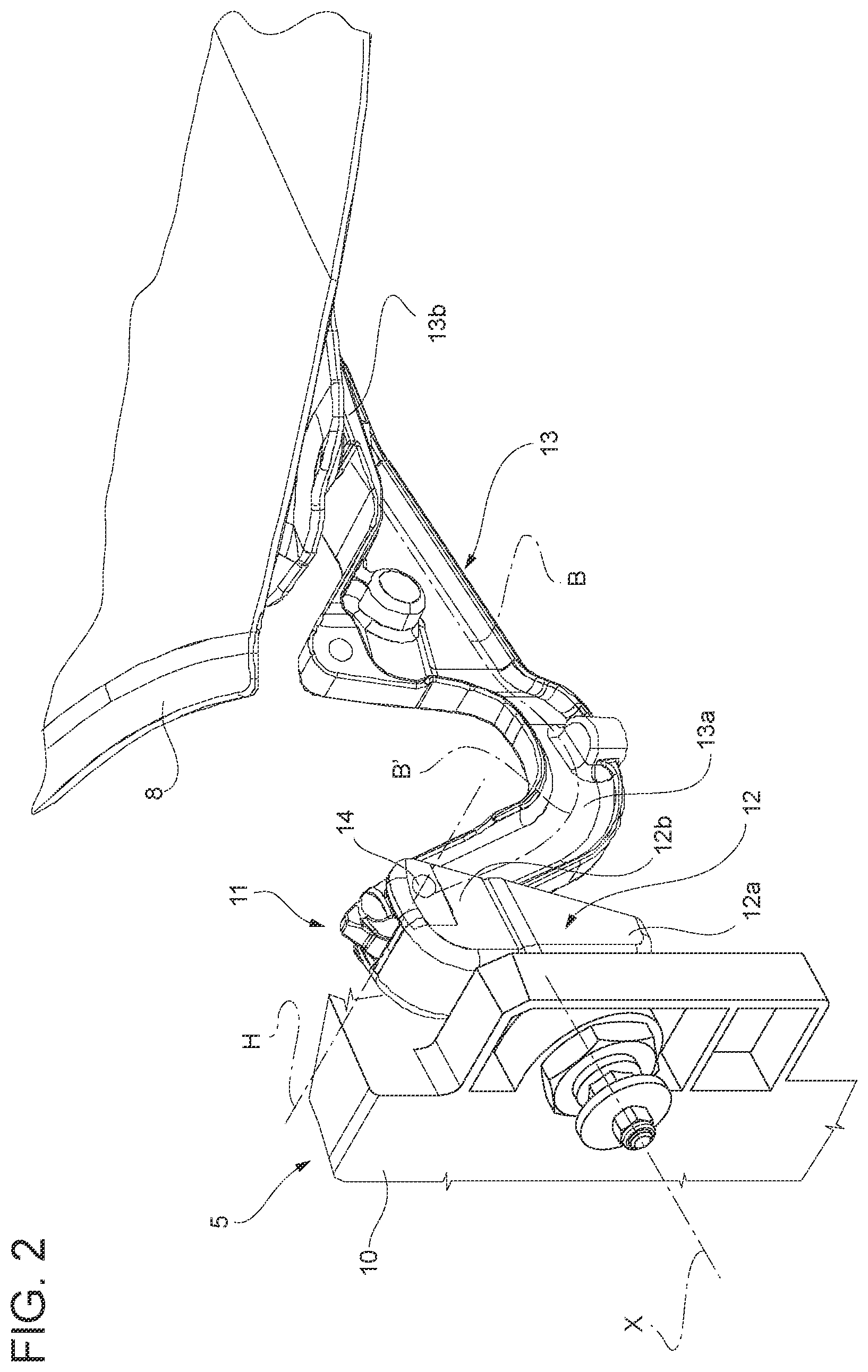 Patent US12460460 Figure 2 – Hood assembly for a motor vehicle and process for the mounting thereof