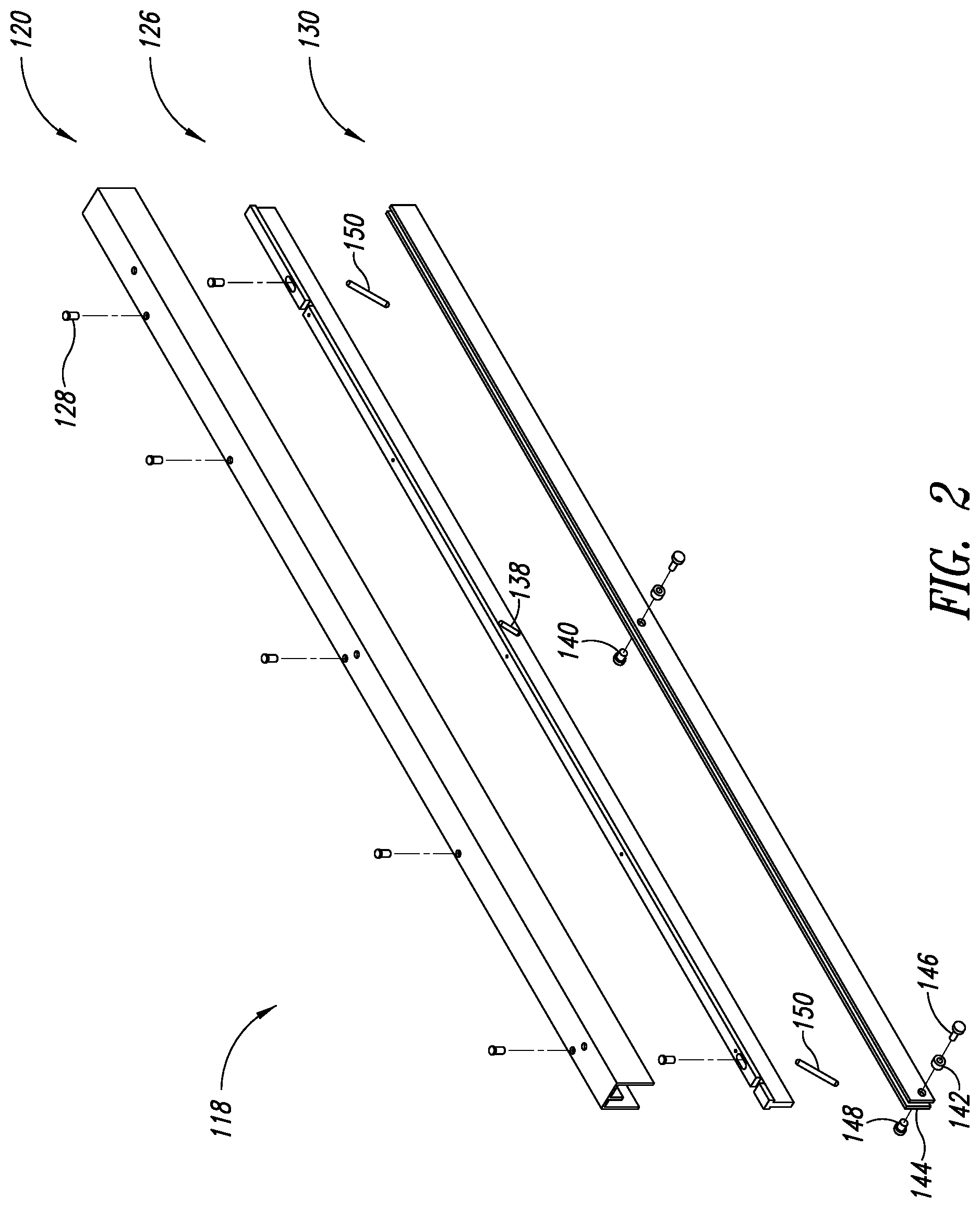 Patent US12460472 Figure 2 – Top-hanging sliding door including wedge design top seal