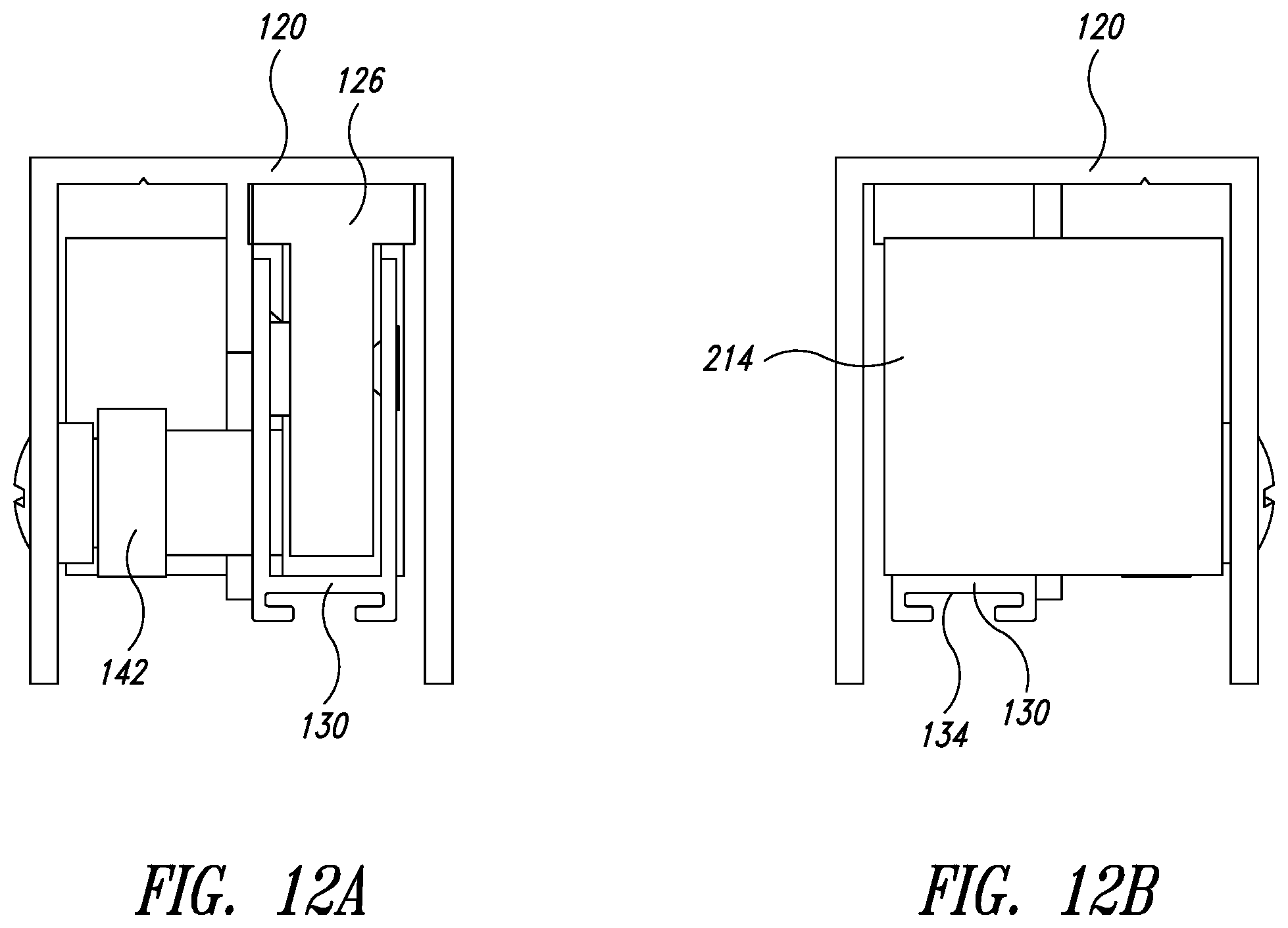 Patent US12460472 Figure 12 – Top-hanging sliding door including wedge design top seal