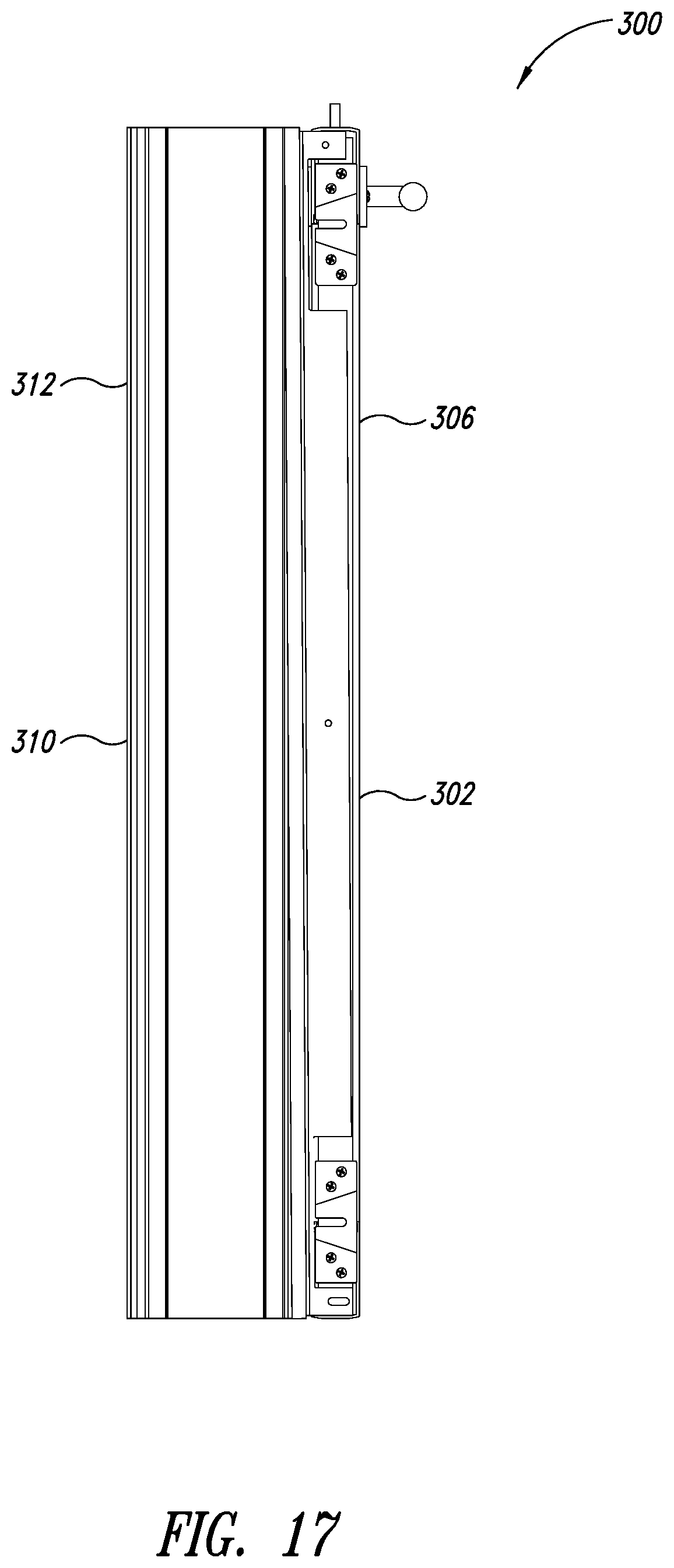 Patent US12460472 Figure 17 – Top-hanging sliding door including wedge design top seal