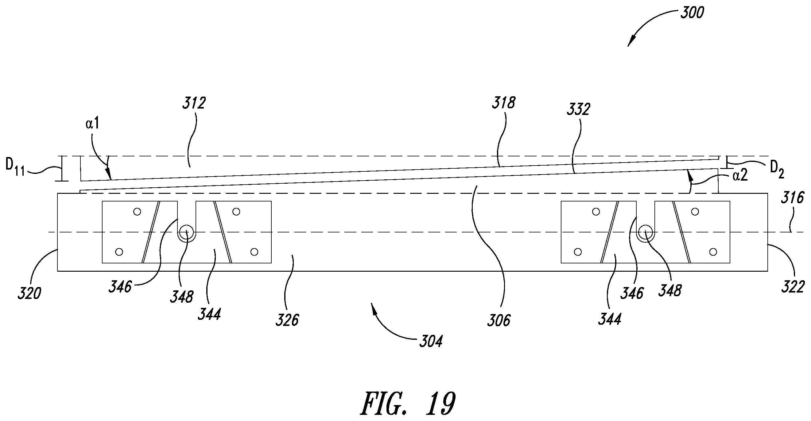 Patent US12460472 Figure 19 – Top-hanging sliding door including wedge design top seal