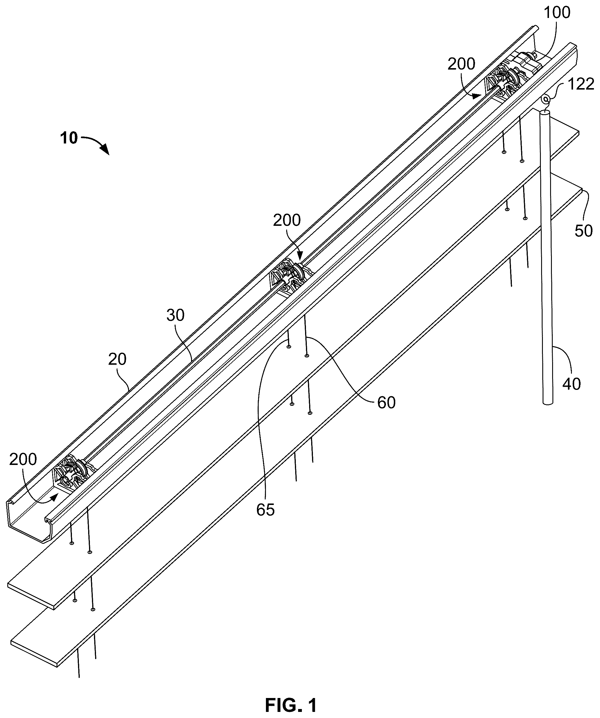 Patent US12460475 Figure 1 – Motorized slat angle adjustment mechanism for window blinds