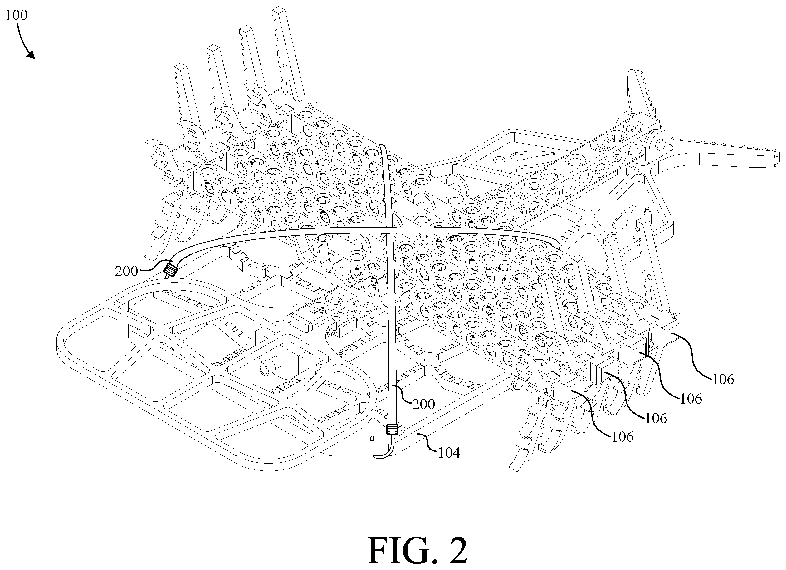 Patent US12460478 Figure 2 – Climbing stick with wrap-around step and tree engaging structure