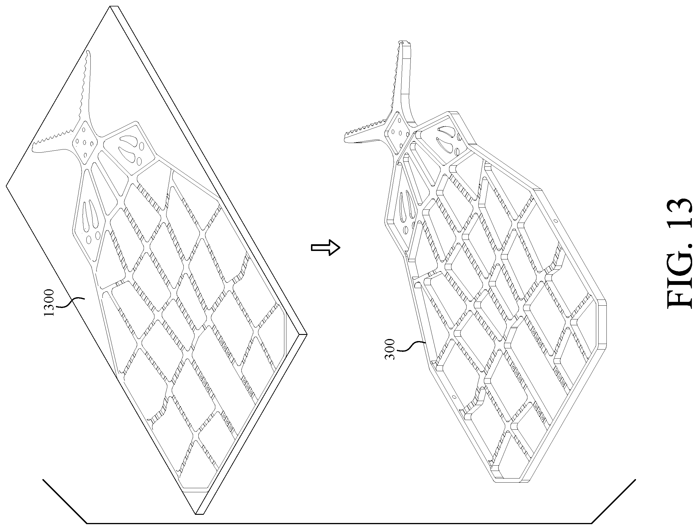 Patent US12460478 Figure 14 – Climbing stick with wrap-around step and tree engaging structure