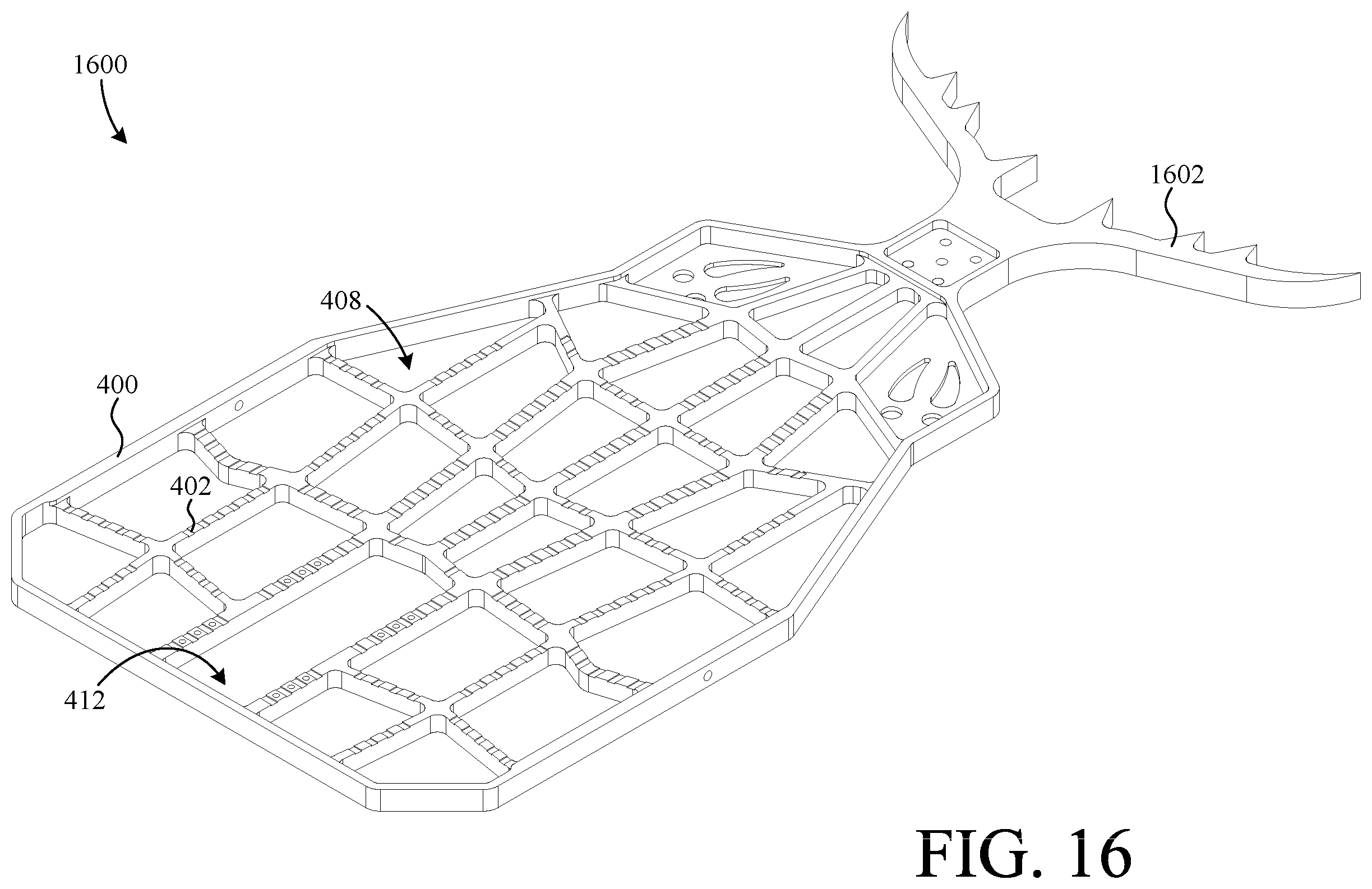 Patent US12460478 Figure 17 – Climbing stick with wrap-around step and tree engaging structure
