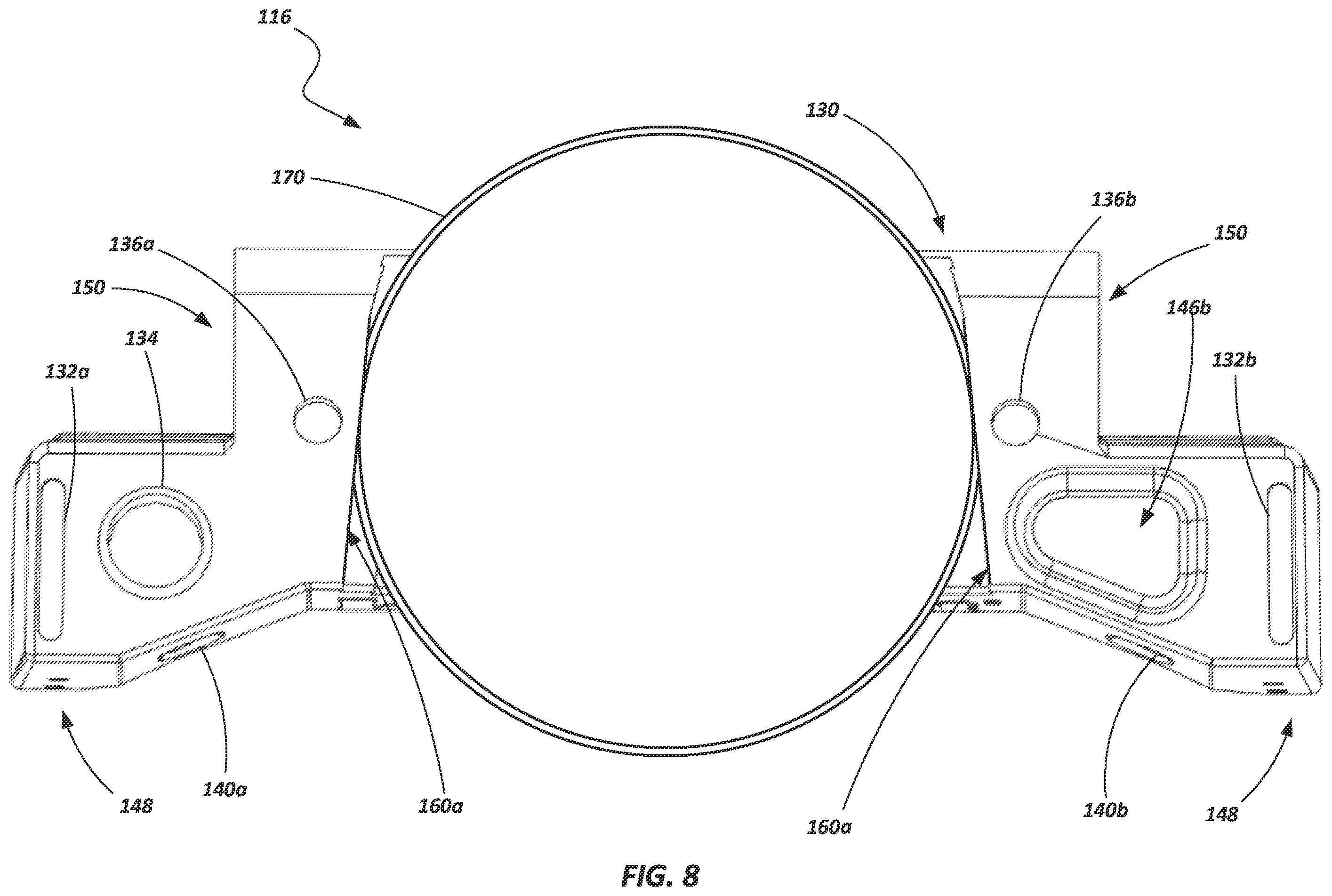 Patent US12460479 Figure 8 – Top cap and accessory tray for ladders and ladders incorporating same