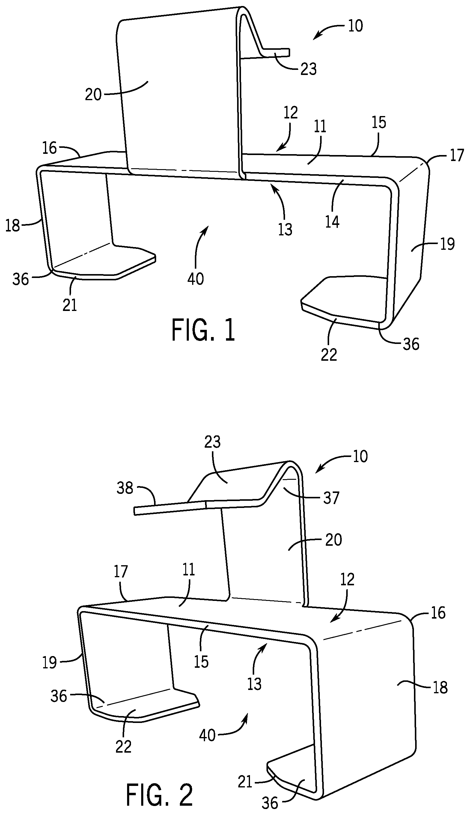Patent US12460480 Figure 1 – One-piece tripe-hook support device for ladder side rails