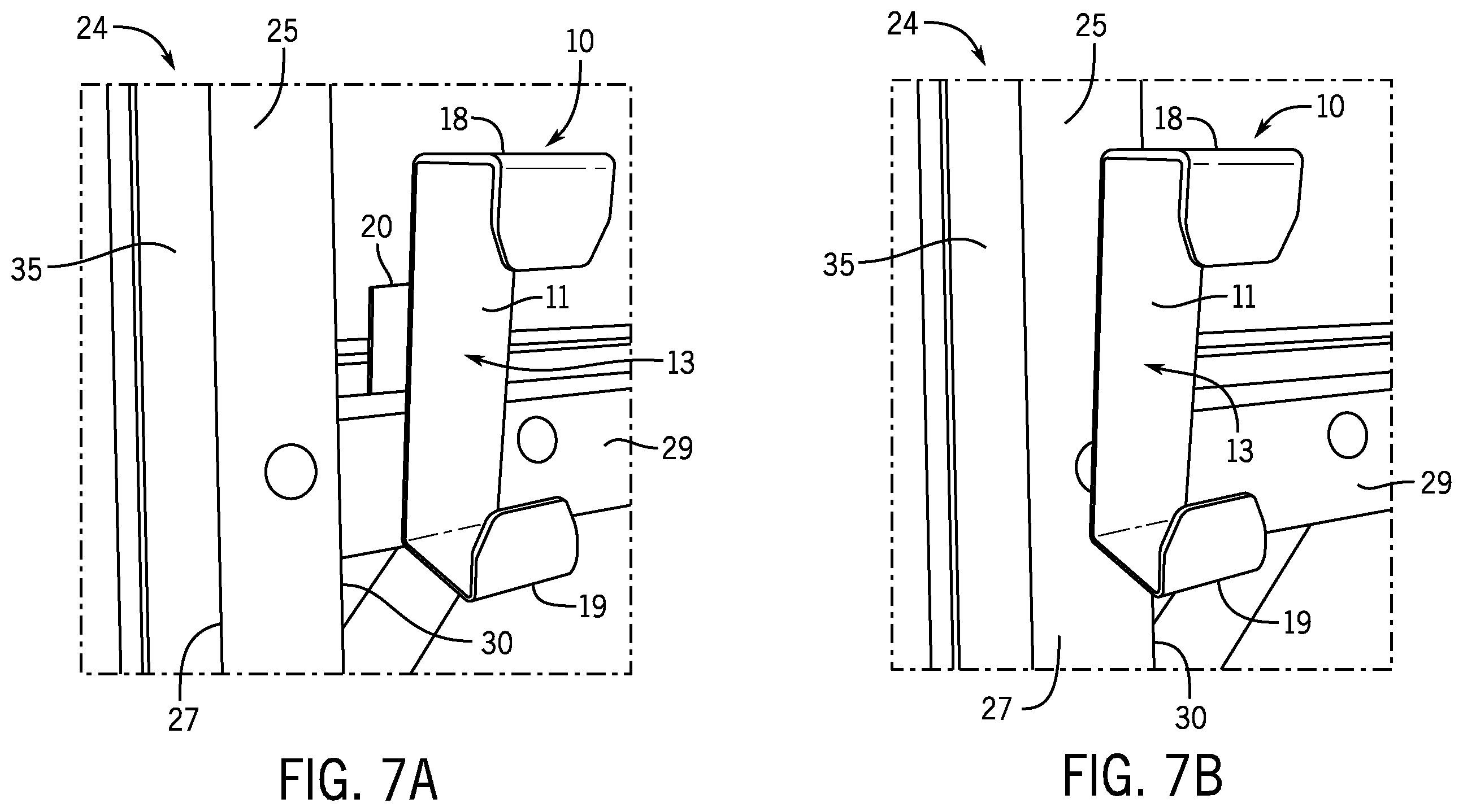 Patent US12460480 Figure 4 – One-piece tripe-hook support device for ladder side rails