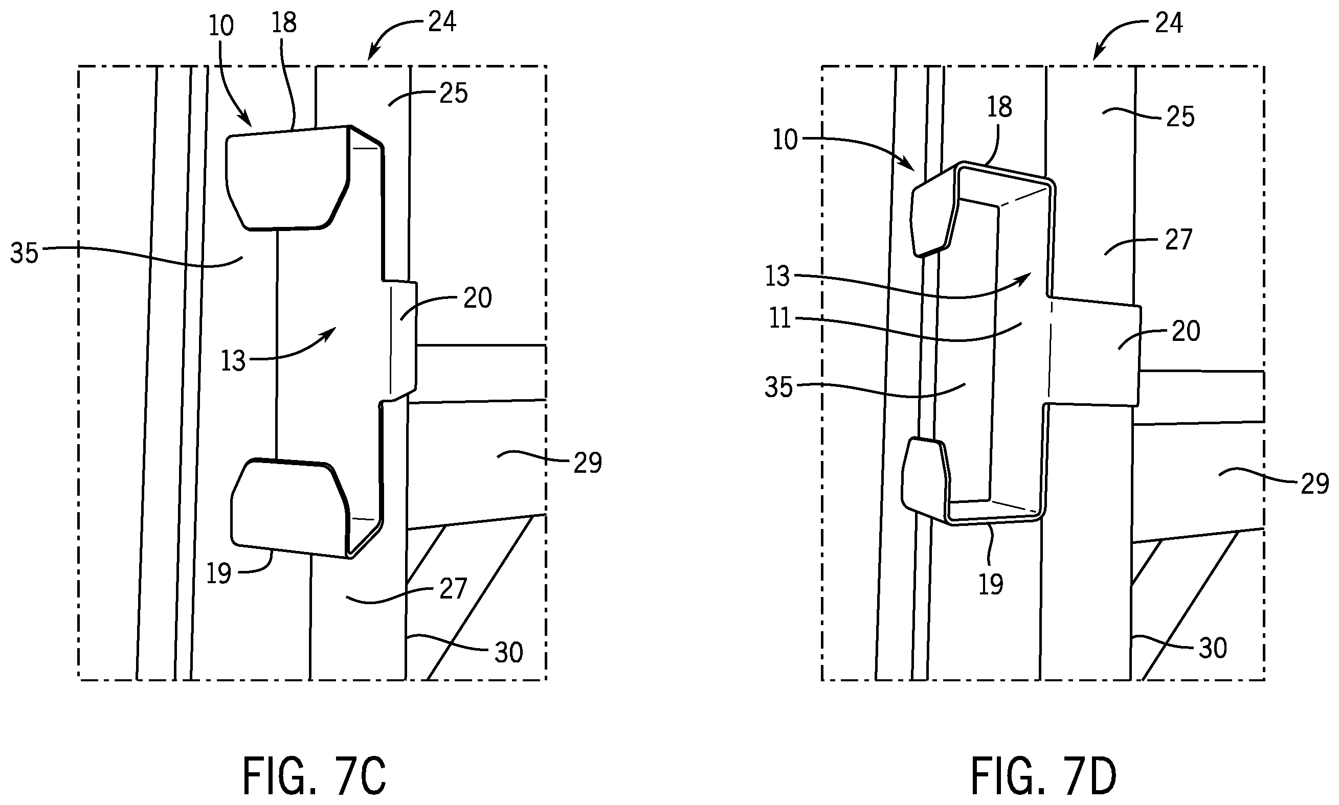 Patent US12460480 Figure 5 – One-piece tripe-hook support device for ladder side rails
