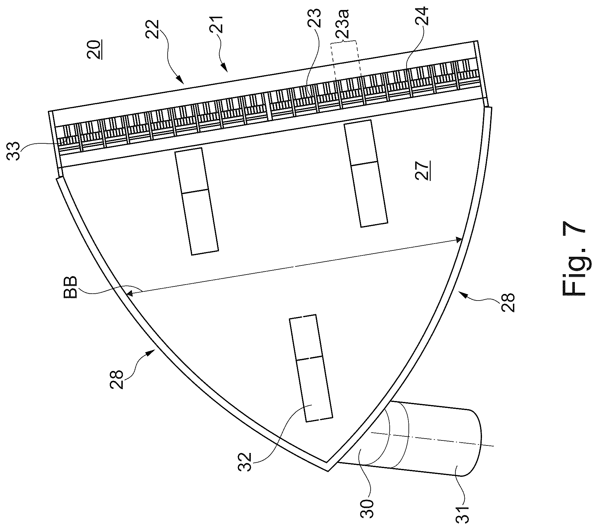 Patent US12460487 Figure 7 – Drill head for creating a borehole in the ground