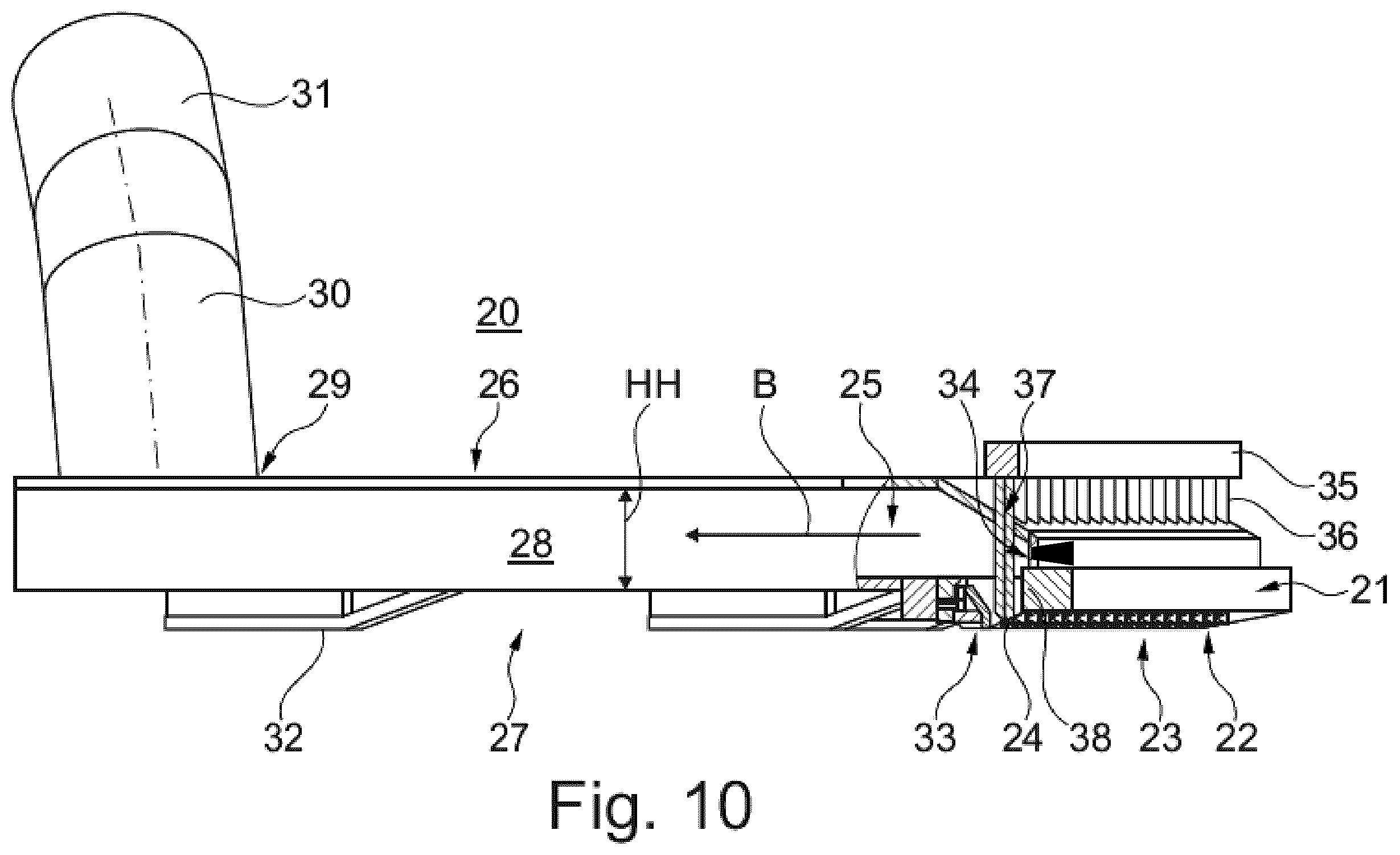 Patent US12460487 Figure 10 – Drill head for creating a borehole in the ground