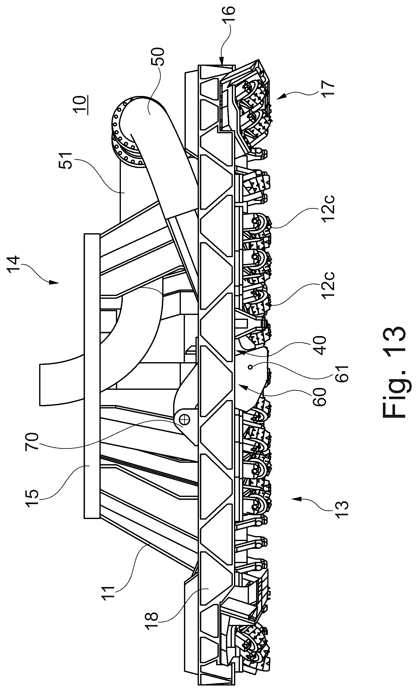 Patent US12460487 Figure 13 – Drill head for creating a borehole in the ground