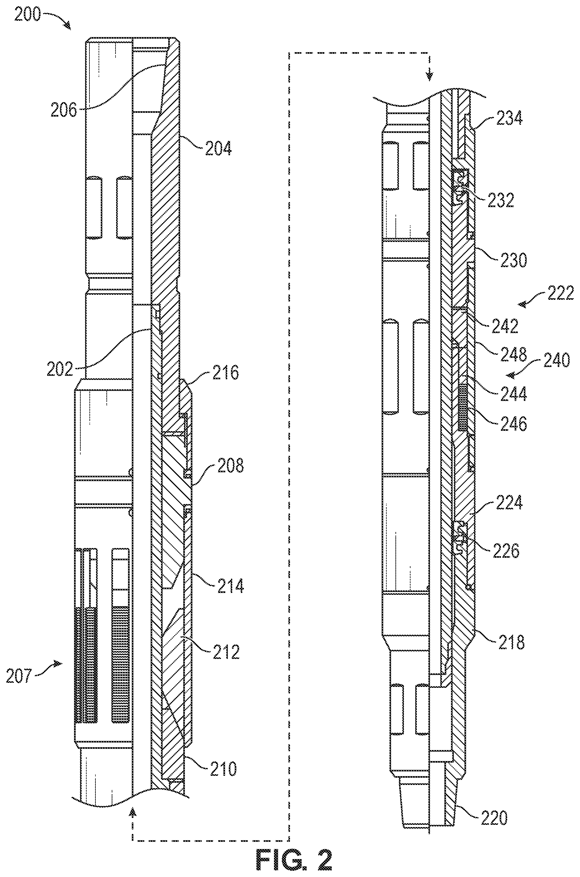 Patent US12460494 Figure 2 – Shearable lock mechanism for storm packer anchor