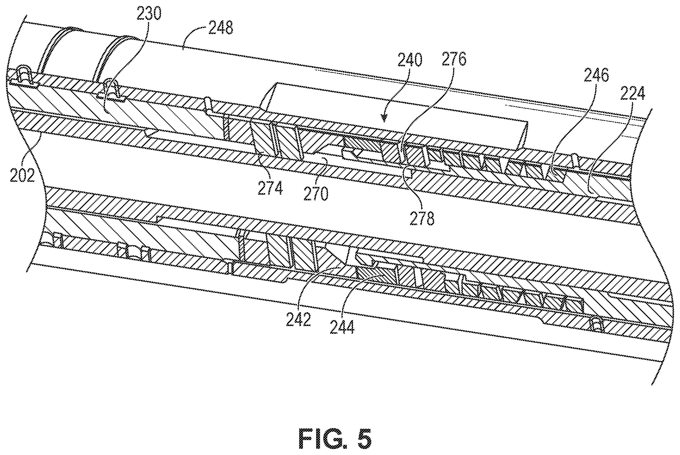 Patent US12460494 Figure 5 – Shearable lock mechanism for storm packer anchor