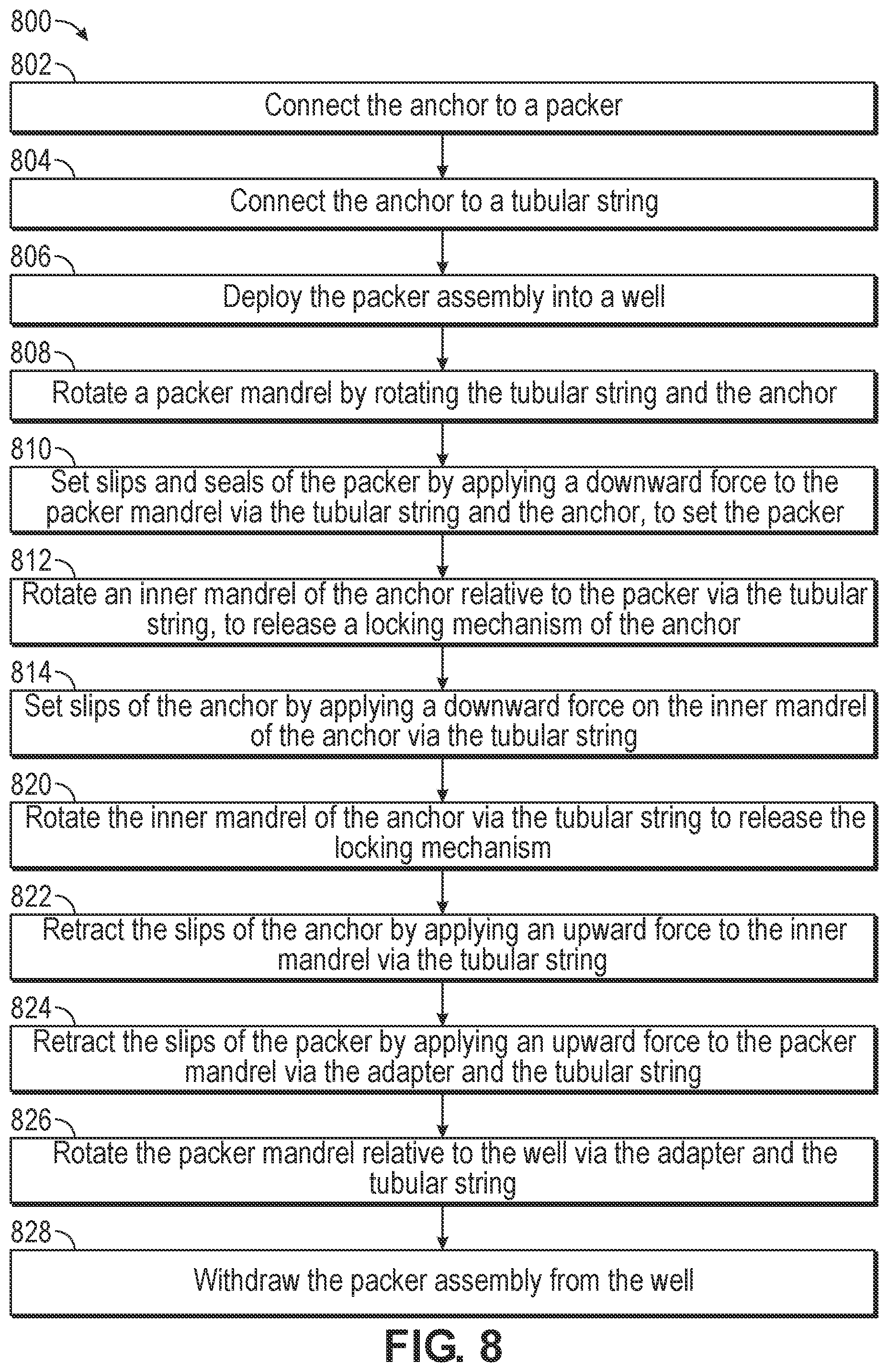 Patent US12460494 Figure 8 – Shearable lock mechanism for storm packer anchor
