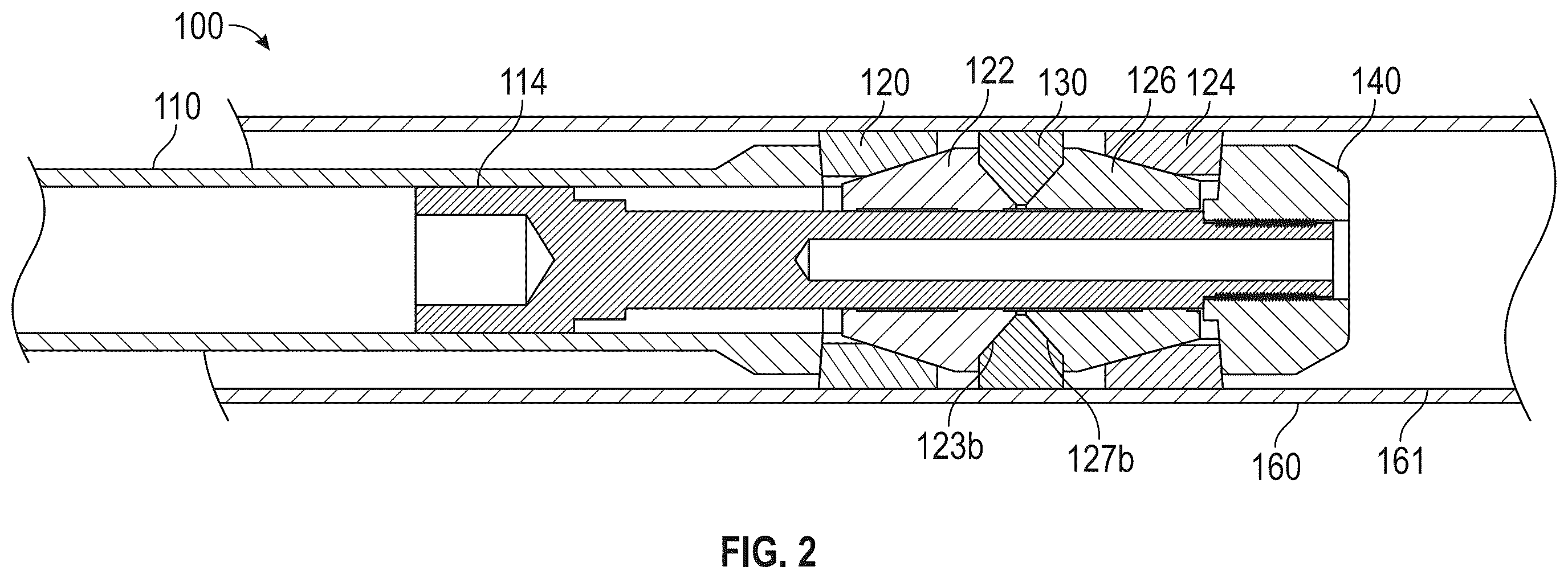 Patent US12460496 Figure 2 – Pressure transfer sleeve for top slip retention