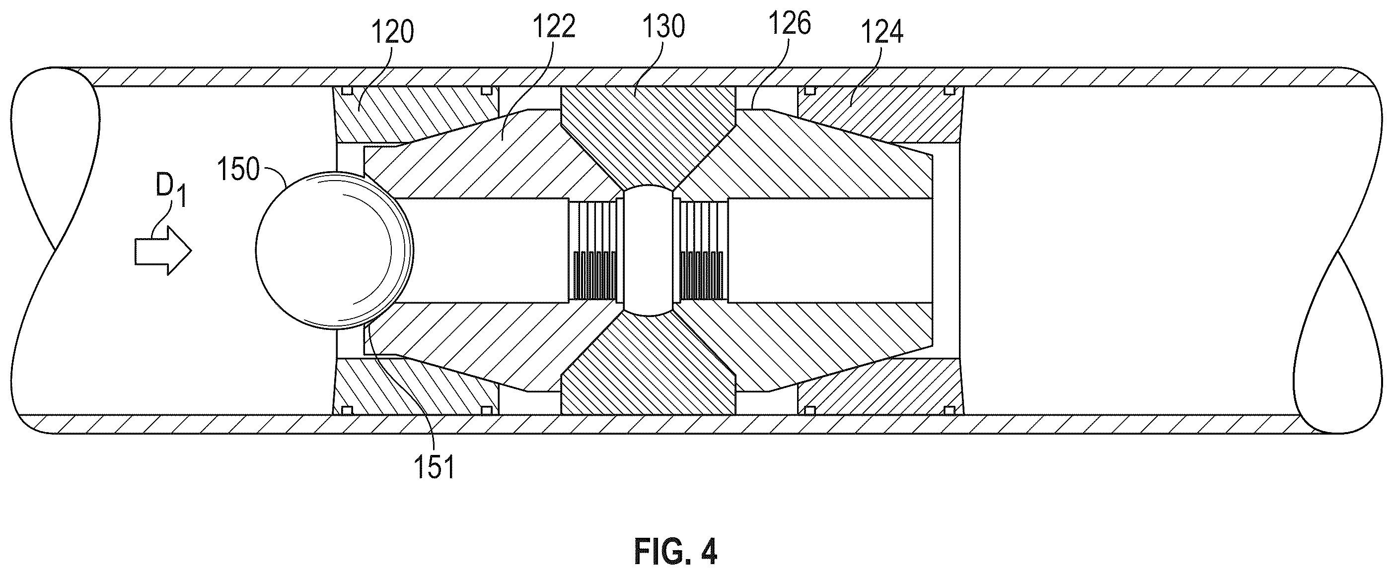Patent US12460496 Figure 4 – Pressure transfer sleeve for top slip retention