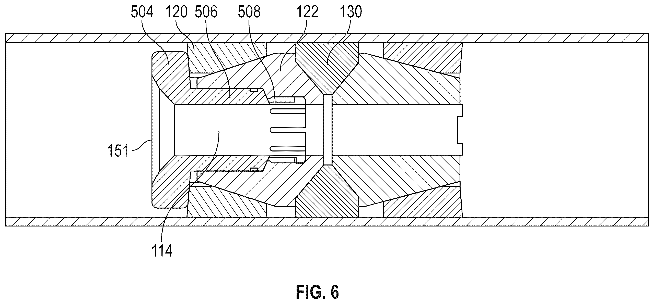 Patent US12460496 Figure 6 – Pressure transfer sleeve for top slip retention