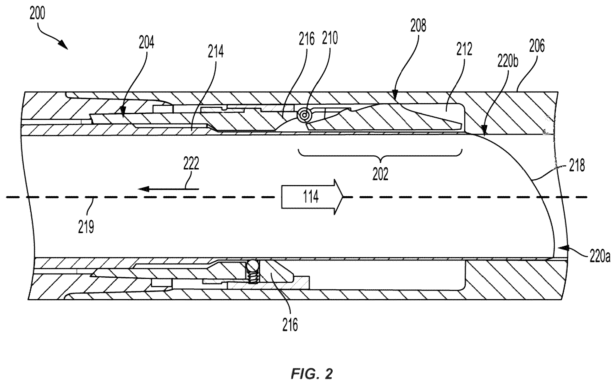 Patent US12460509 Figure 2 – Curved flow tube to slow a closure of a flow valve