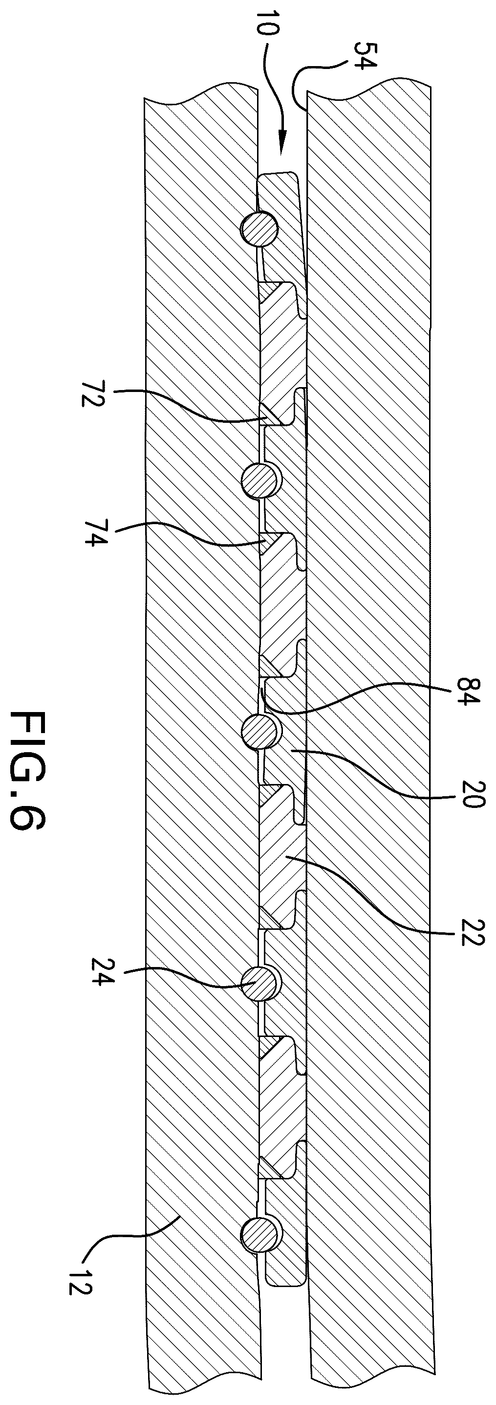 Patent US12460515 Figure 6 – Seal arrangement for a liner hanger, method, and system
