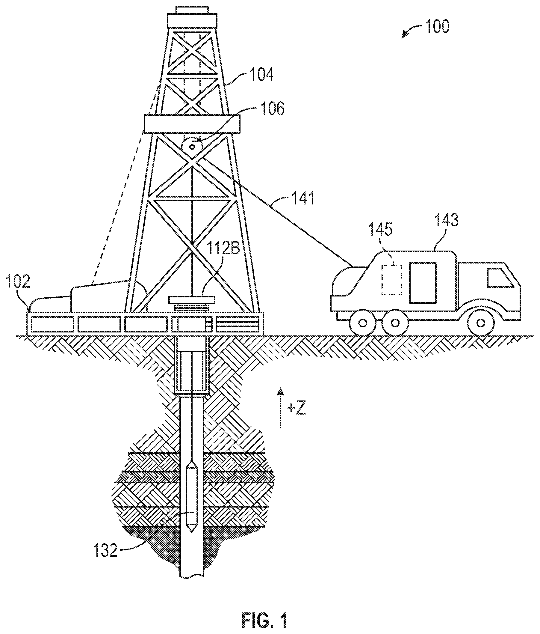 Patent US12460531 Figure 1 – Subsurface formation radial profiling using combined processing of omni-directional and pad-type tools
