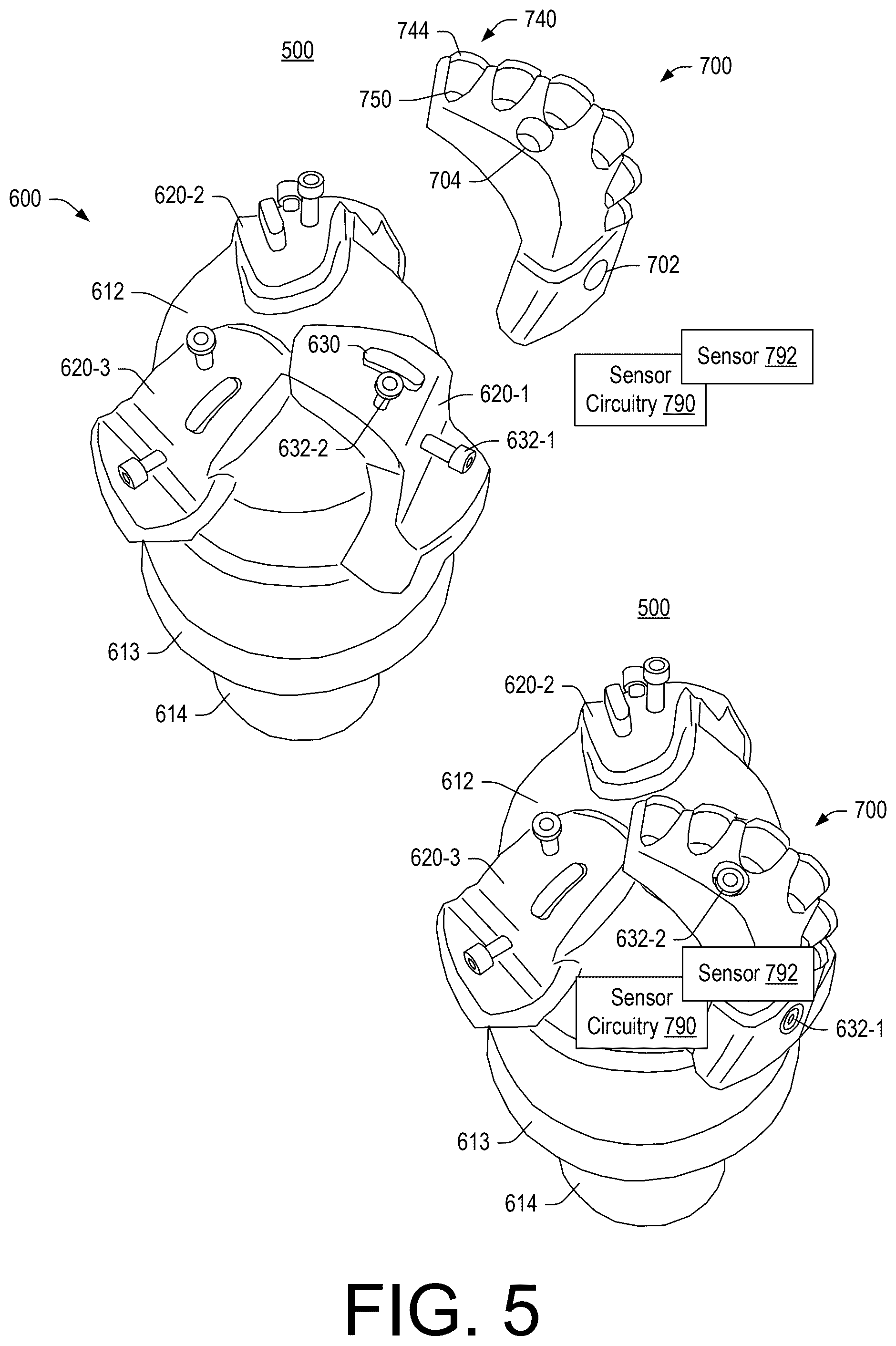 Patent US12460539 Figure 5 – Instrumented drill bit