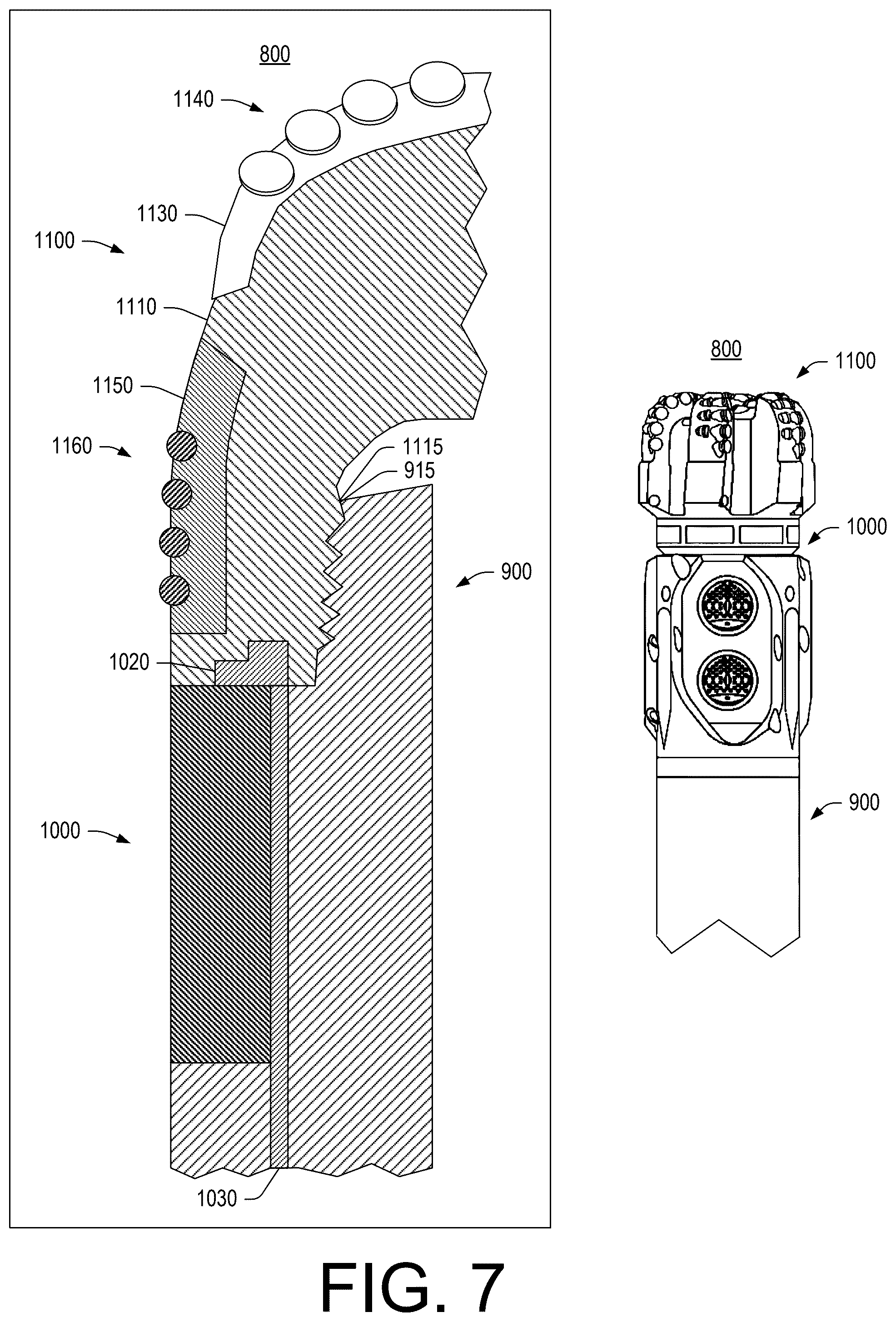 Patent US12460539 Figure 7 – Instrumented drill bit
