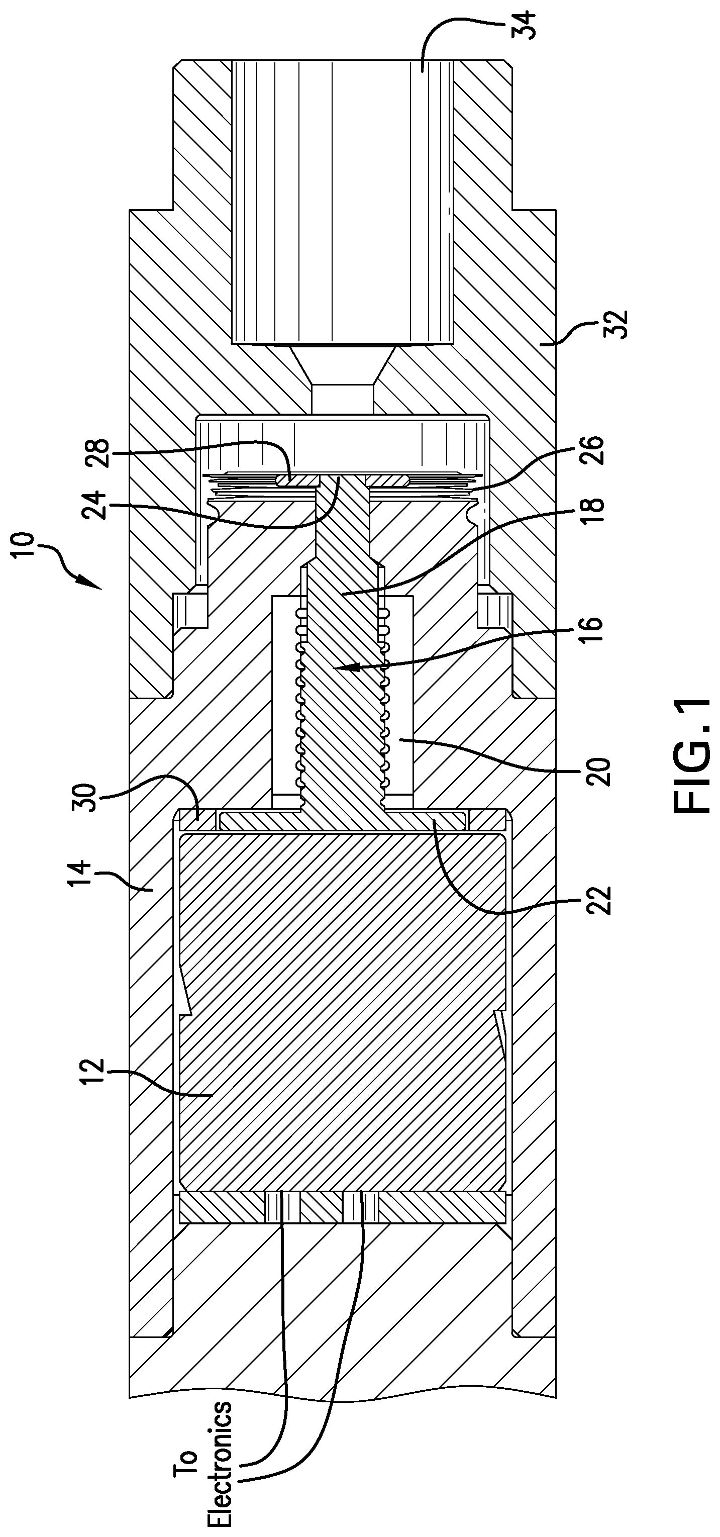 Patent US12460540 Figure 1 – Pressure sensor and borehole system