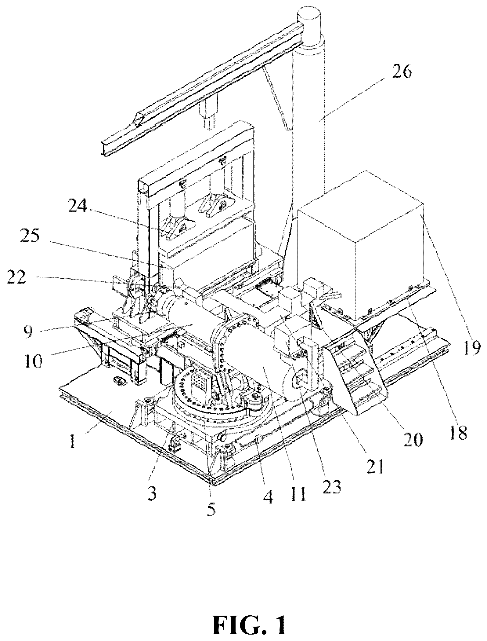 Patent US12460544 Figure 1 – Mechanical continuous mining device integrating microwaves and cutter heads, and use method