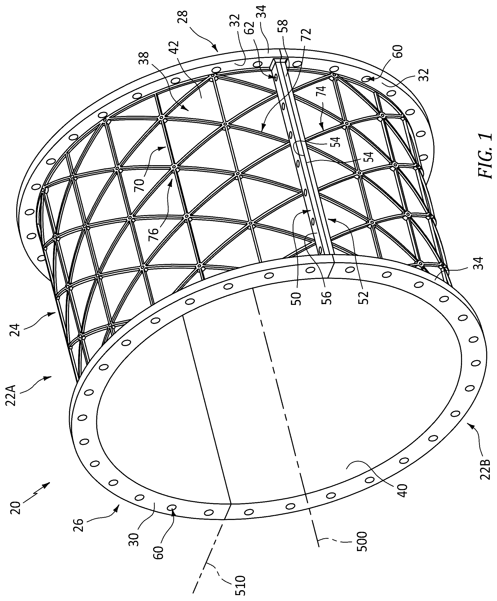 Patent US12460551 Figure 1 – Additively manufactured turbine engine case