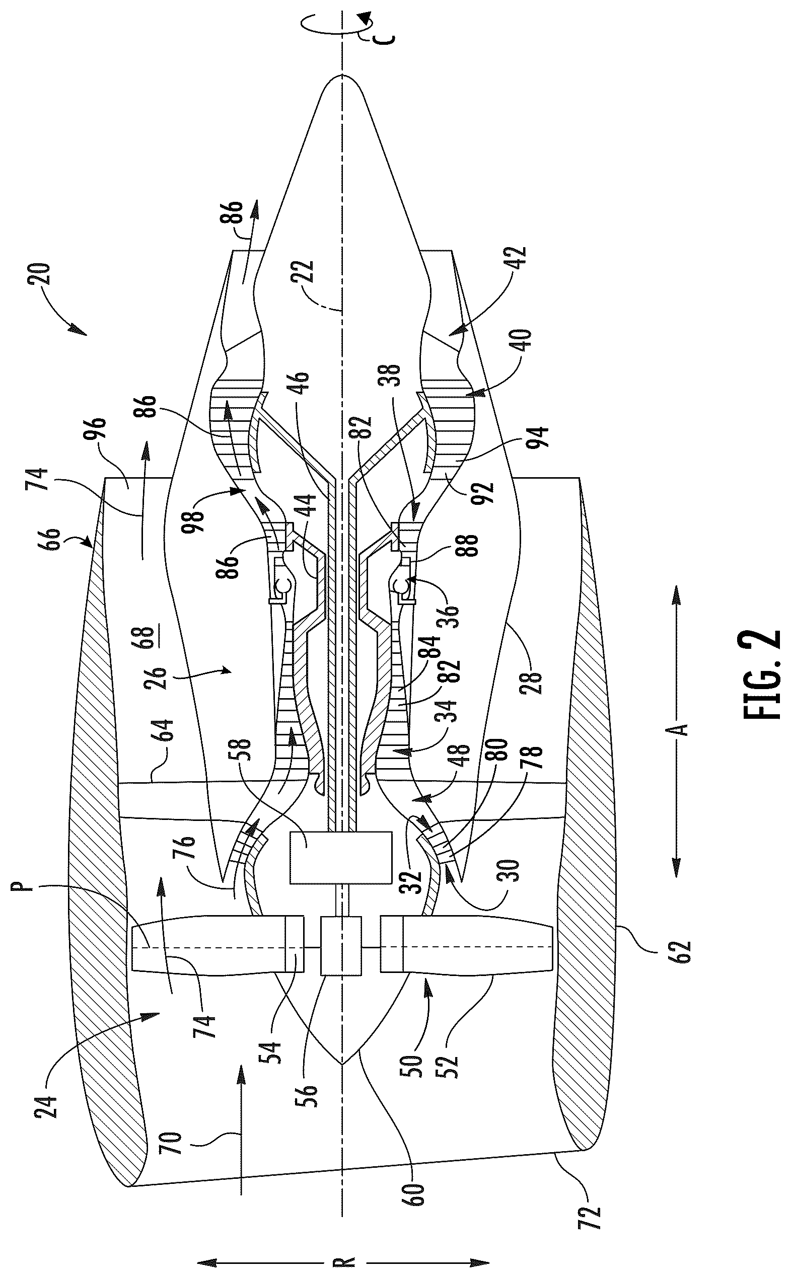 Patent US12460552 Figure 2 – Sealing system for a turbomachine