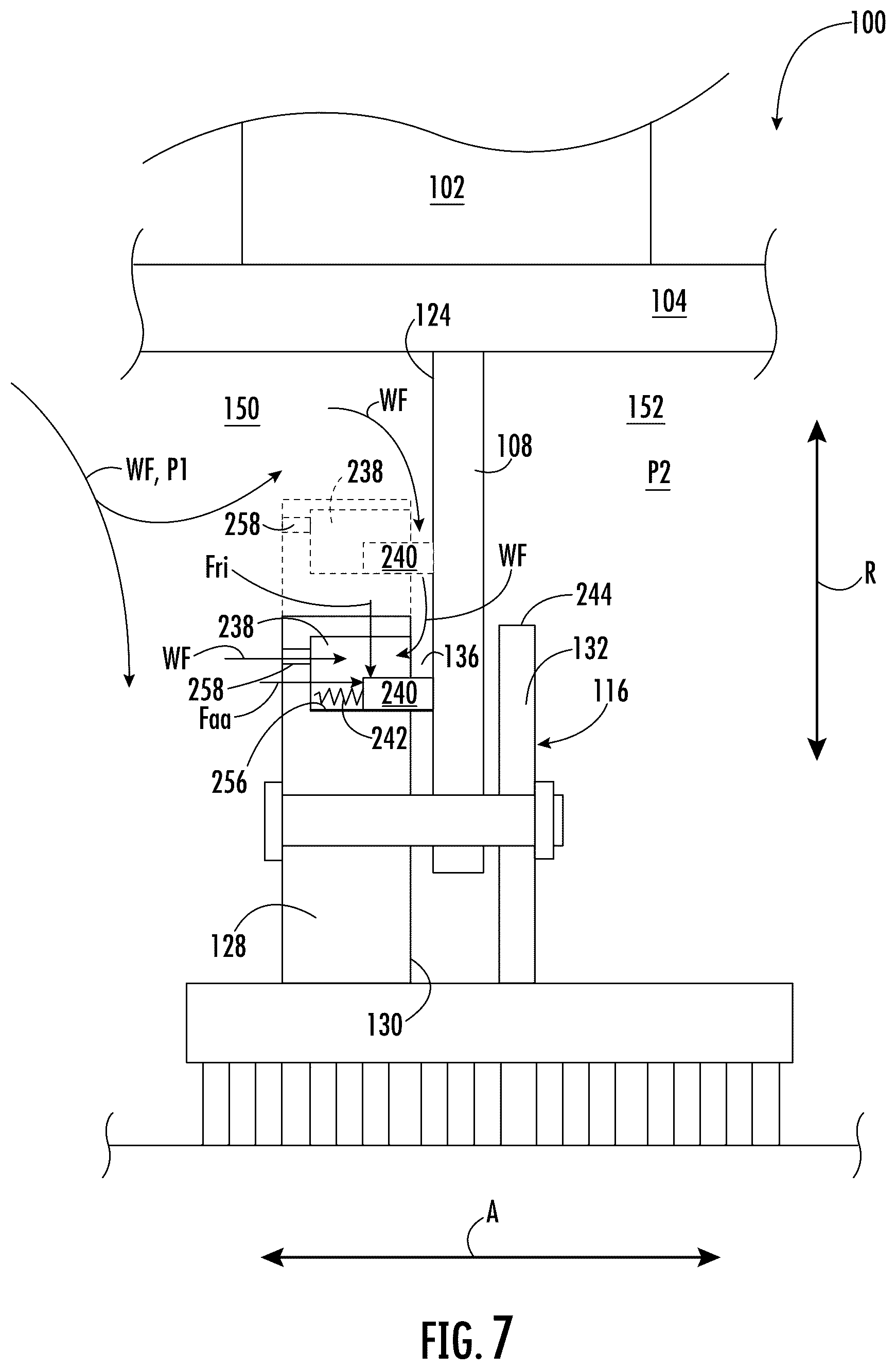 Patent US12460552 Figure 7 – Sealing system for a turbomachine