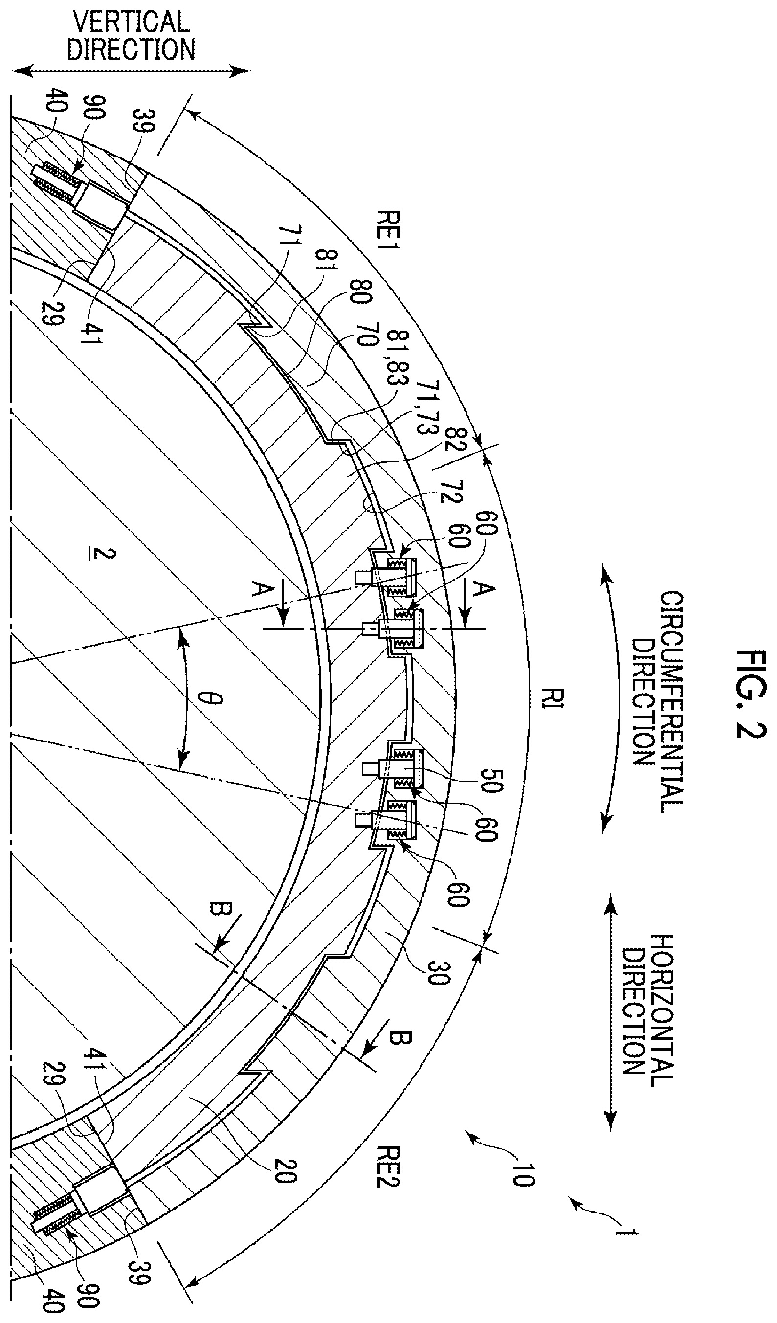 Patent US12460553 Figure 2 – Sealing device and rotating machine