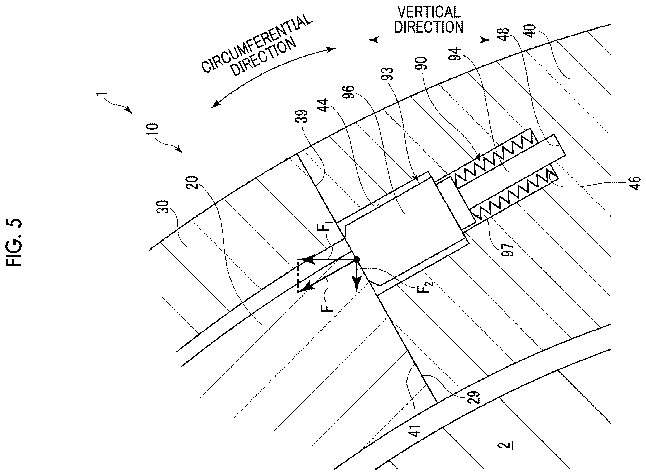 Patent US12460553 Figure 7 – Sealing device and rotating machine