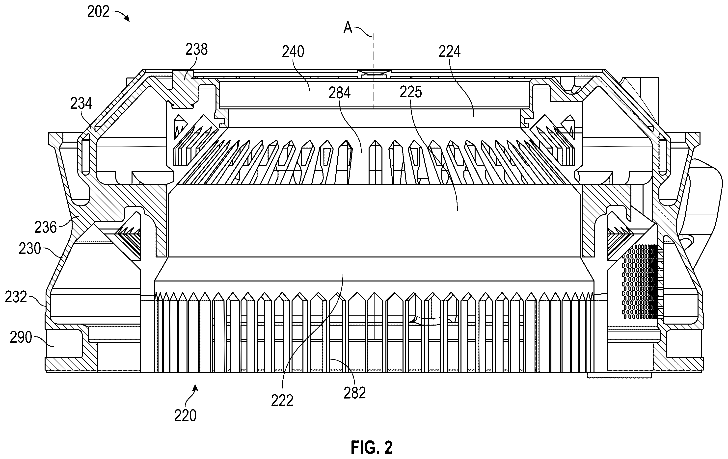 Patent US12460559 Figure 2 – Support structure and spring for bearing compartment